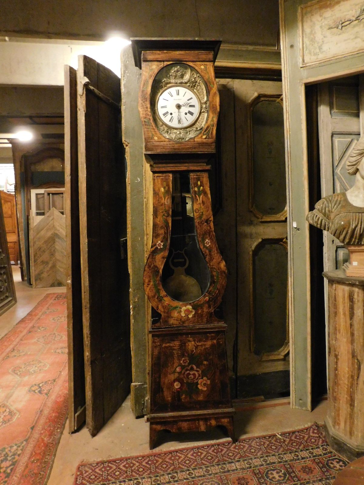 Pendulum Clock, Floor Clock With Lacquered And Painted Wooden Case, France photo Home Decor