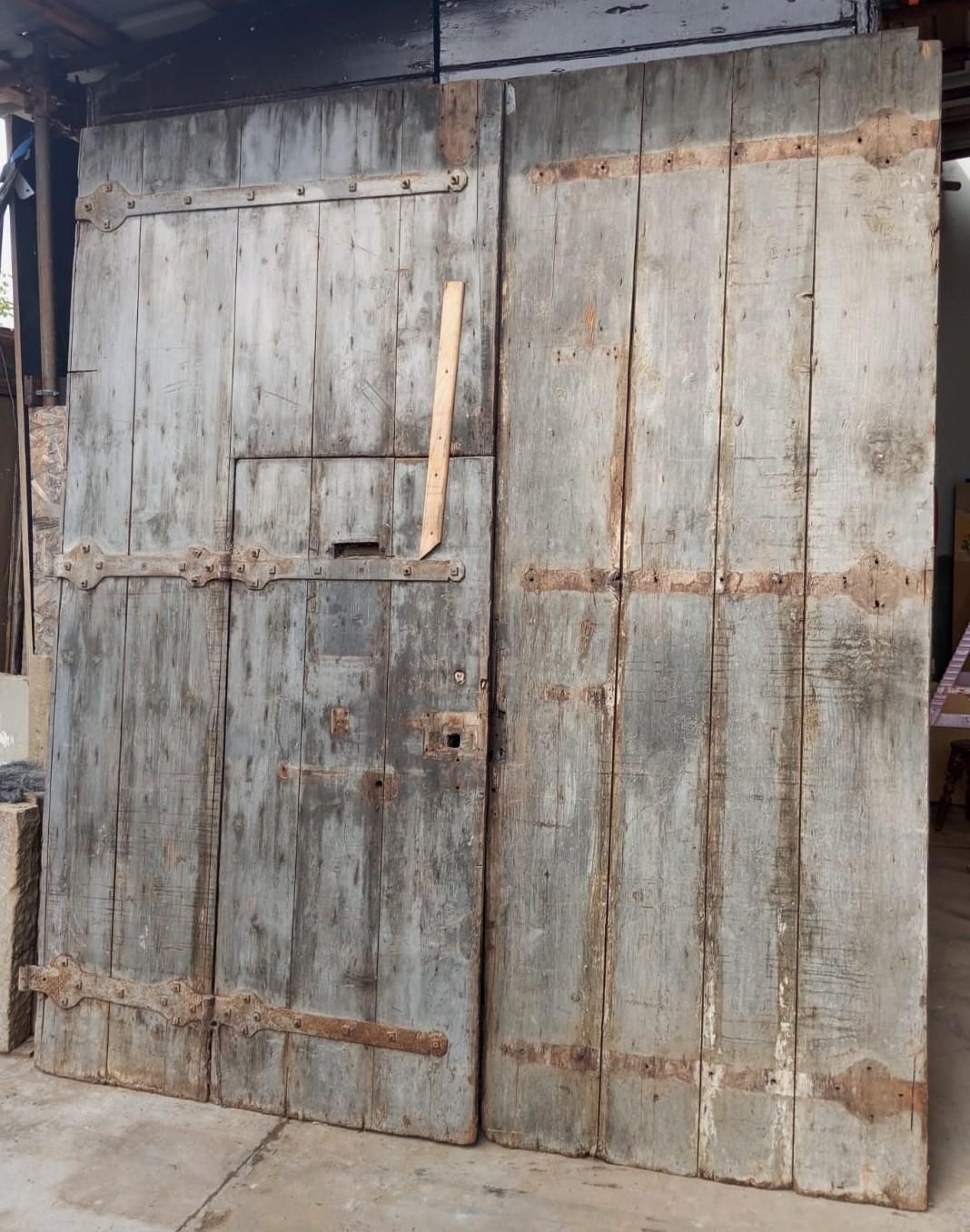 photo for sale Large Main Entrance Door Double Leaf Nailed Chestnut, Italy
