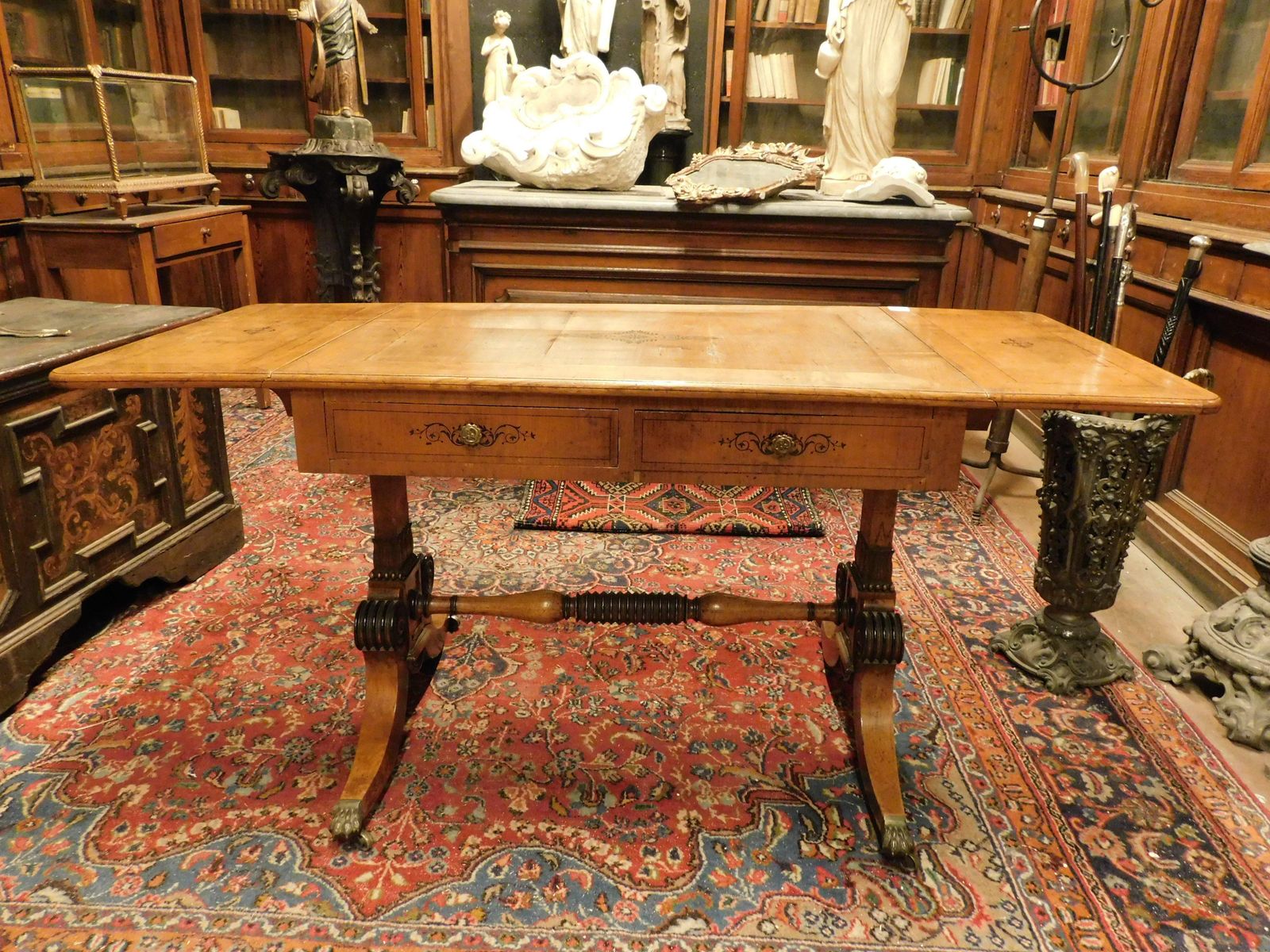 Empire Writing Desk In Cherry Wood, With Lifting Side Flaps, England photo furniture