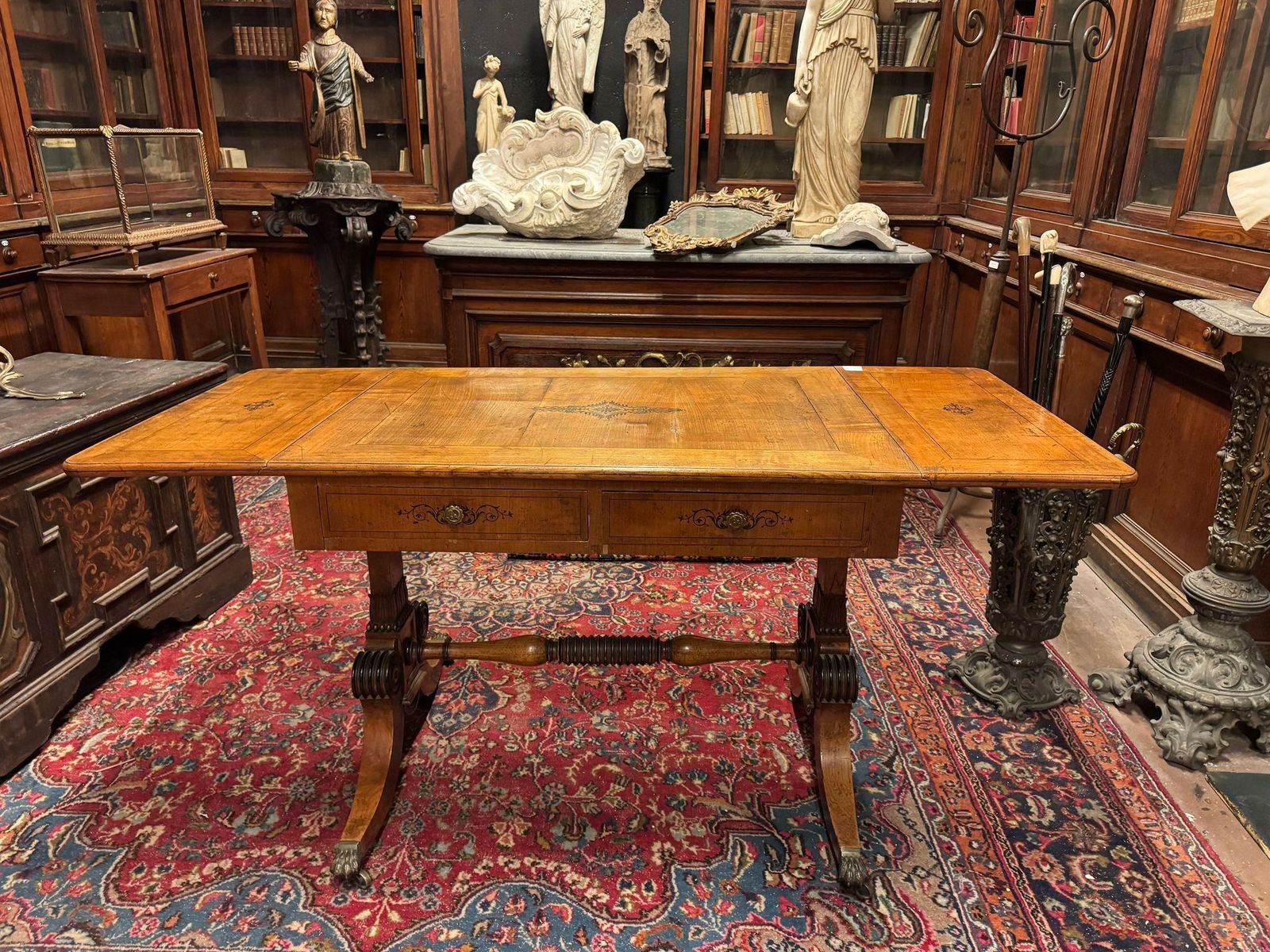 Empire Writing Desk In Cherry Wood, With Lifting Side Flaps, England photo 2426.0