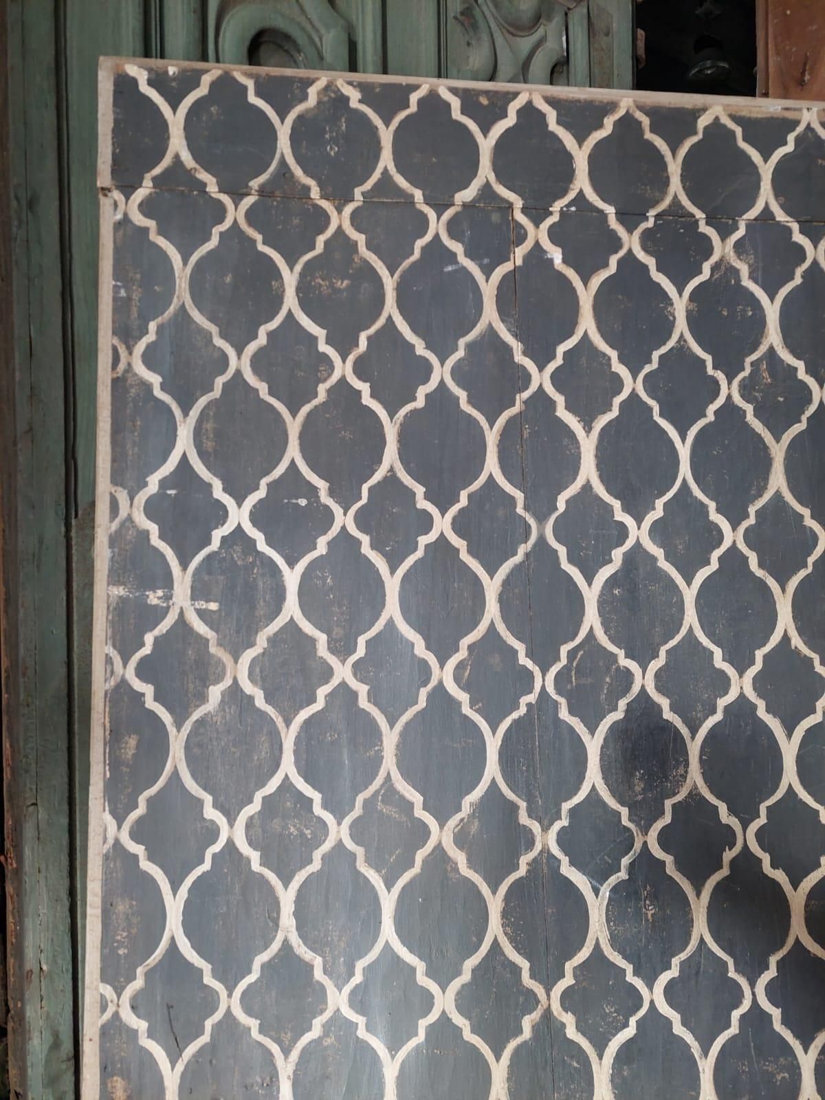 Vintage Door Lacquered With Black And White Tapestry, Italy photo Home Fixtures
