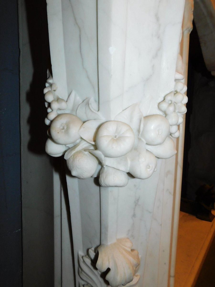 Majestic Statuary Fireplace In White Carrara Marble, Richly Carved, France photo vinterior