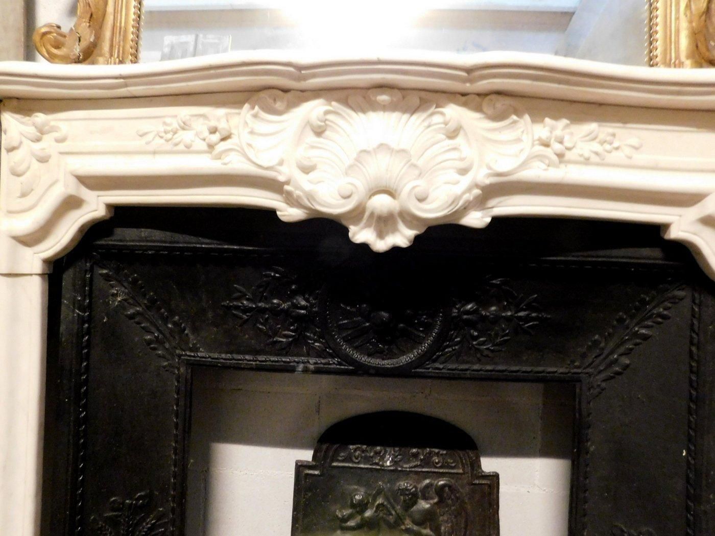 Fireplace Mantel White Statuary Marble Of Carrara, Richly Carved, Italy photo furniture