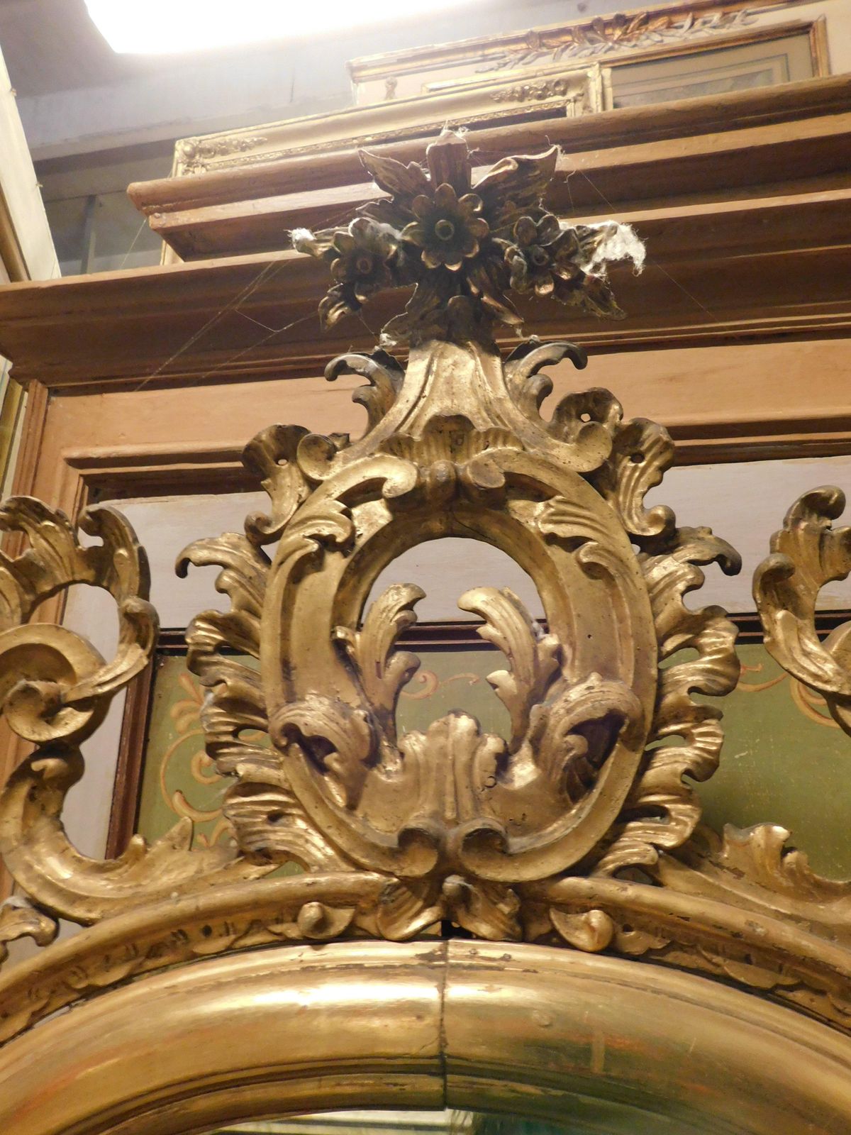 Richly Carved And Gilded Wooden Mirror, Italy photo vinterior