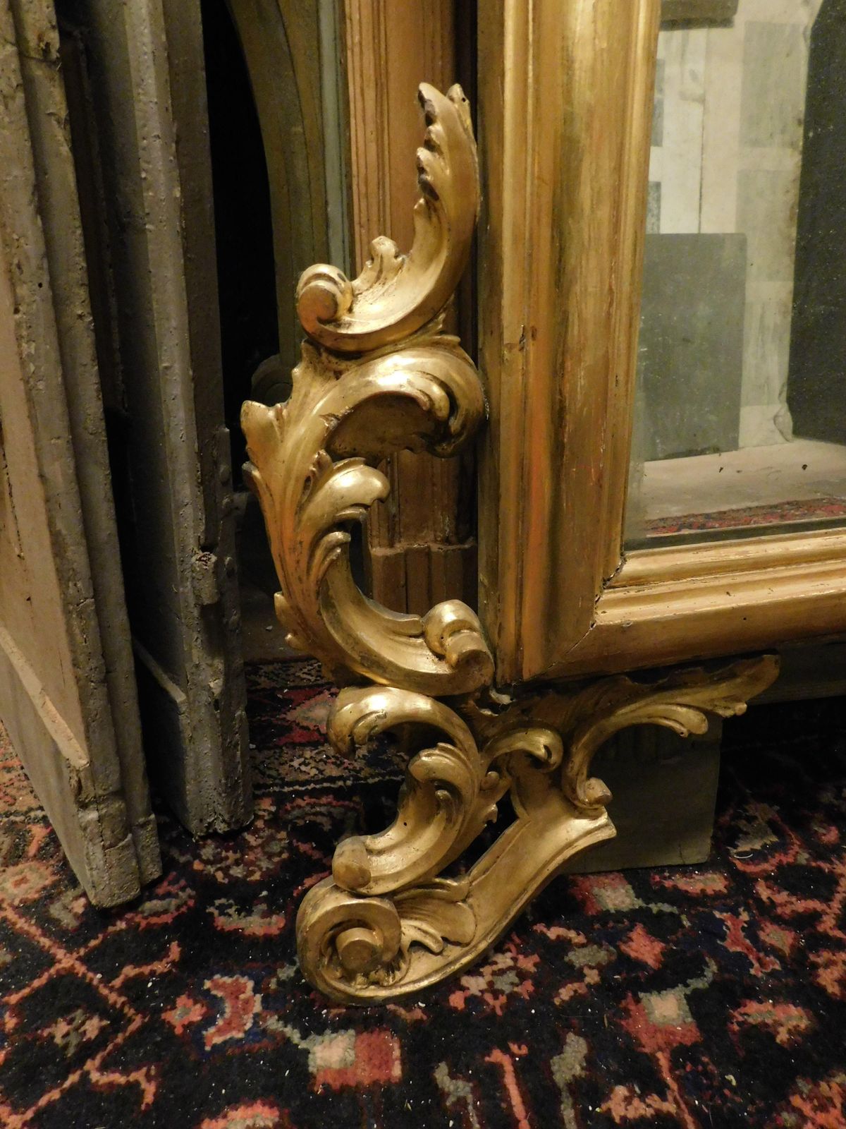 photo for sale Richly Carved And Gilded Wooden Mirror, Italy