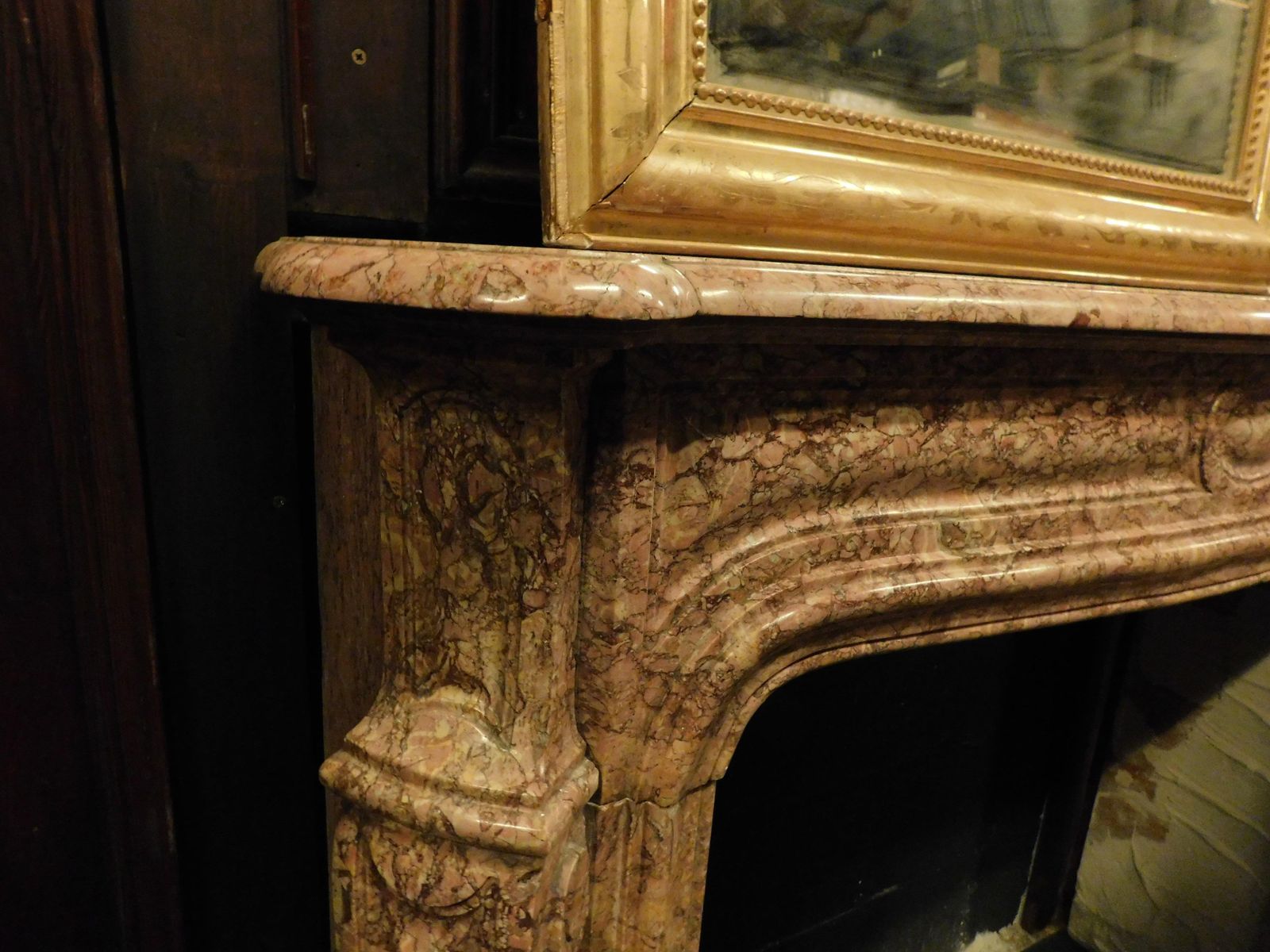 Fireplace Mantle In Red Breccia Pernice Marble, Italy photo buy