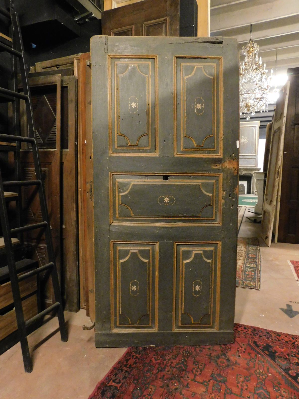 Single Leaf Door In Lacquered And Painted Wood, Italy photo vinterior