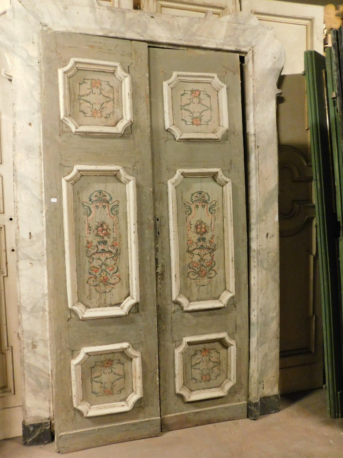 Double Leaf Door In Lacquered And Painted Wood With Original Frame, Italy photo furniture
