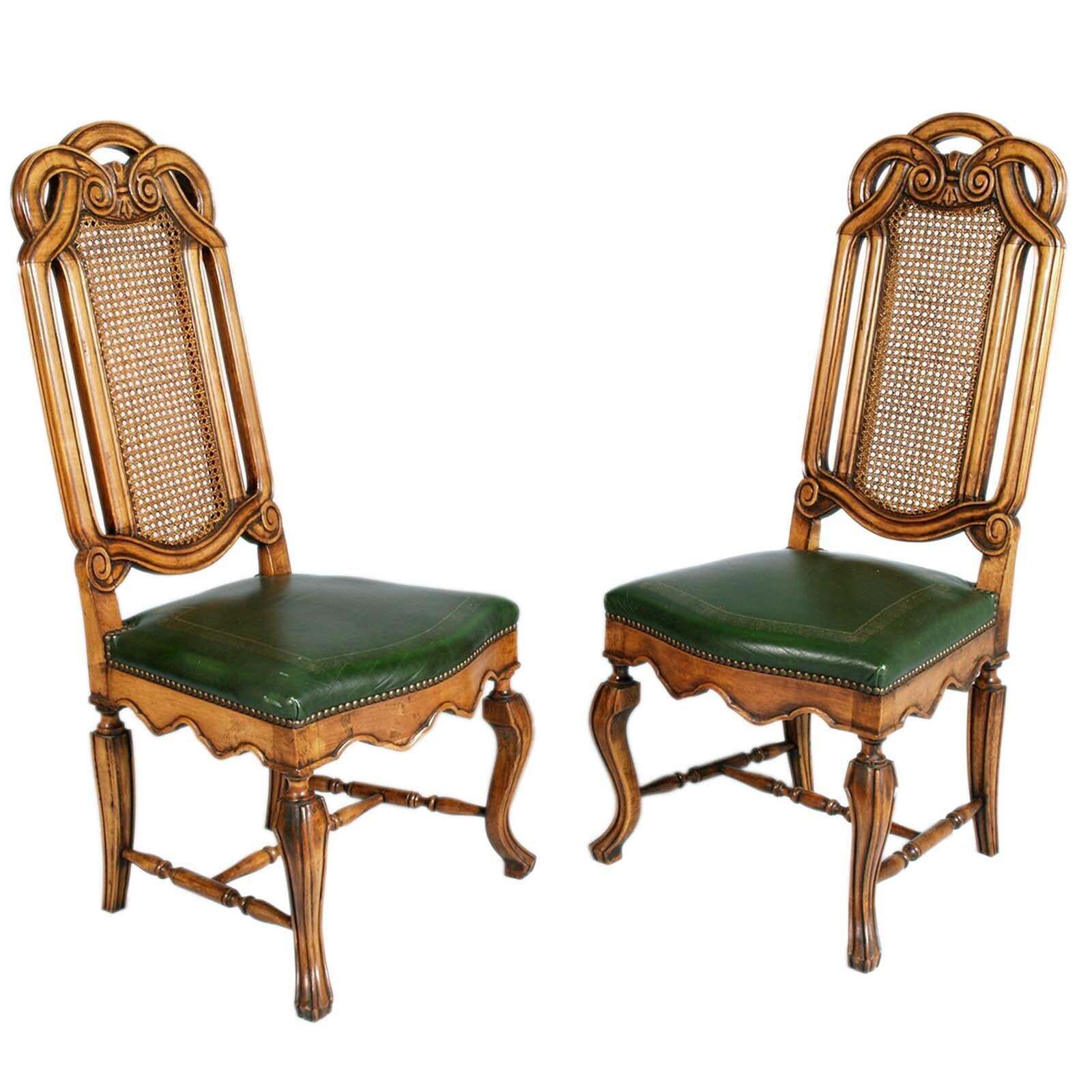 Eight Venetian Chippendale Palladian Chairs, In Walnut, Vienna Straw, Leather photo furniture
