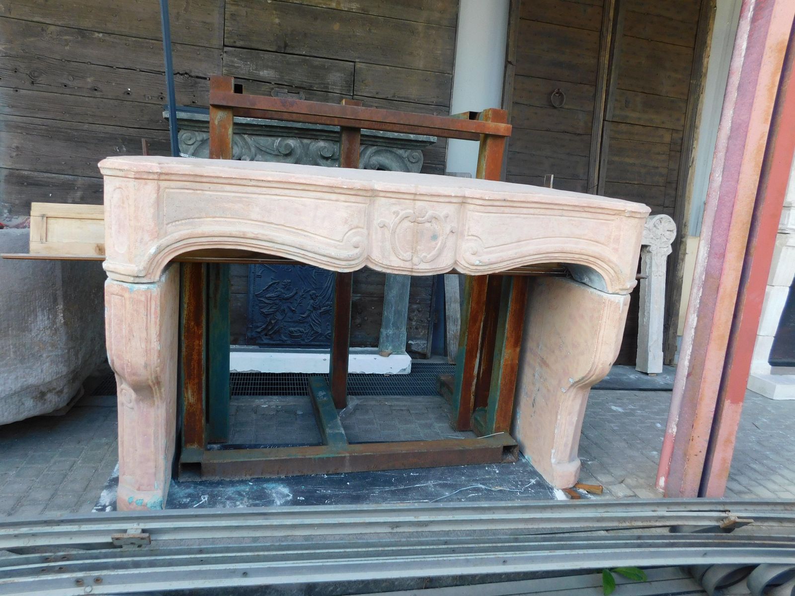 Fireplace Mantle In Cement Carved With Shell, Italy photo furniture