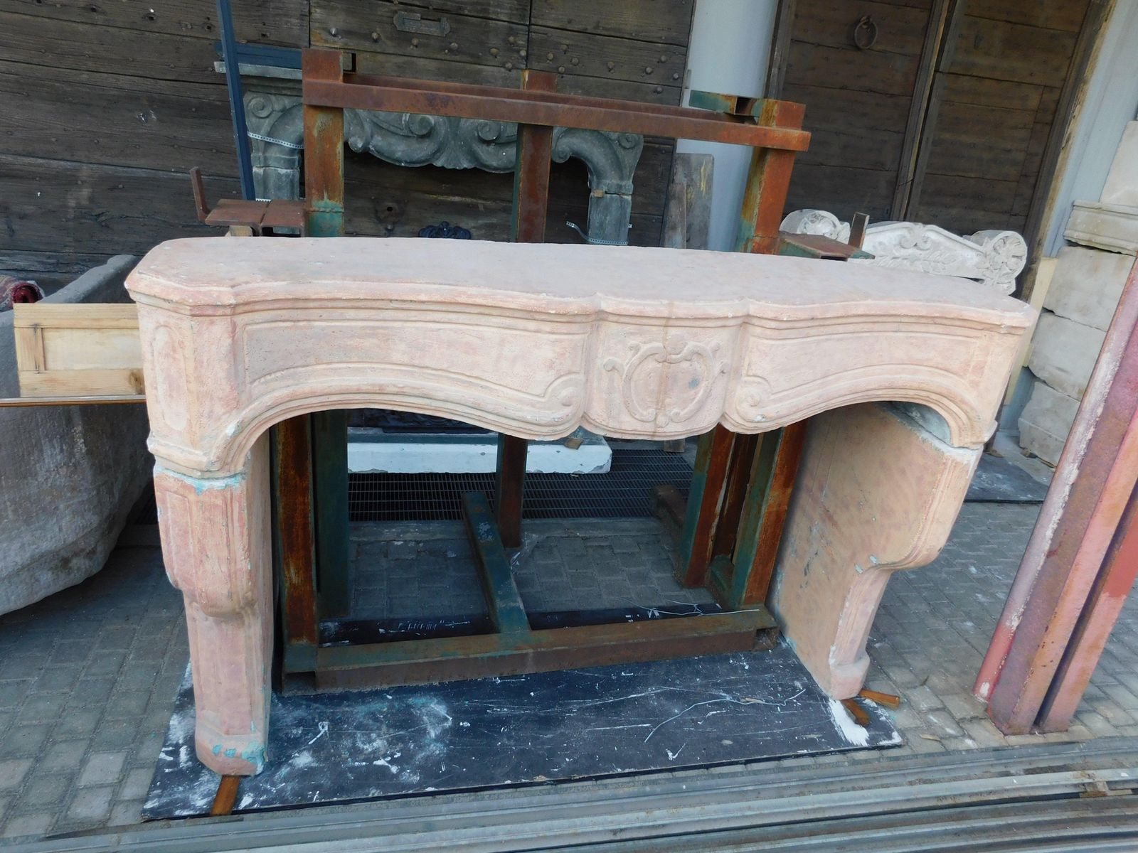 Fireplace Mantle In Cement Carved With Shell, Italy photo Home Fixtures