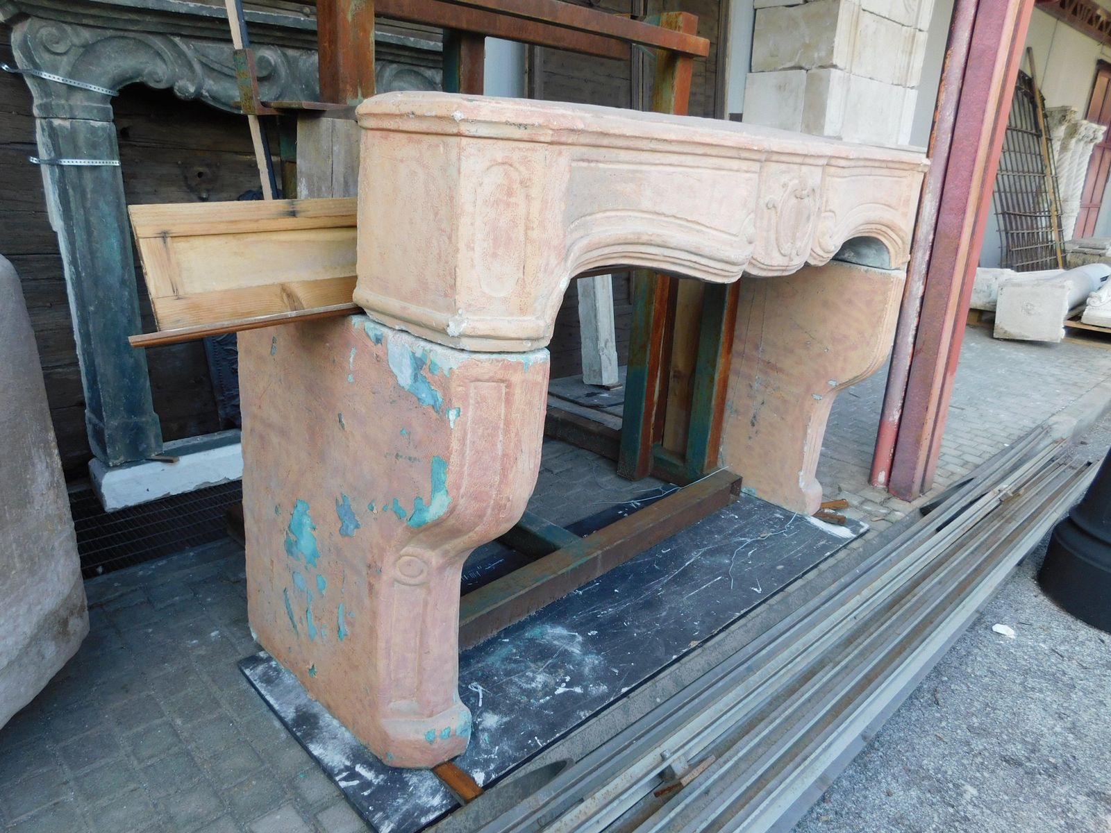 Fireplace Mantle In Cement Carved With Shell, Italy photo buy