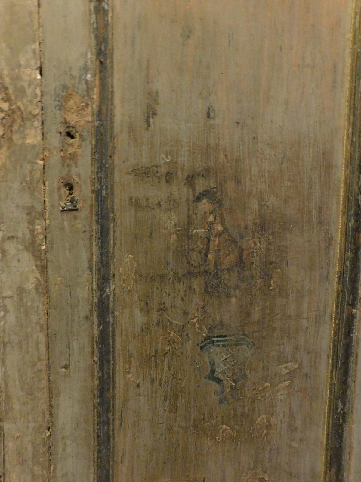 photo furniture Set Of 2 Doors Similar In Size, Painted Figurines And Lacquered Frame, Italy