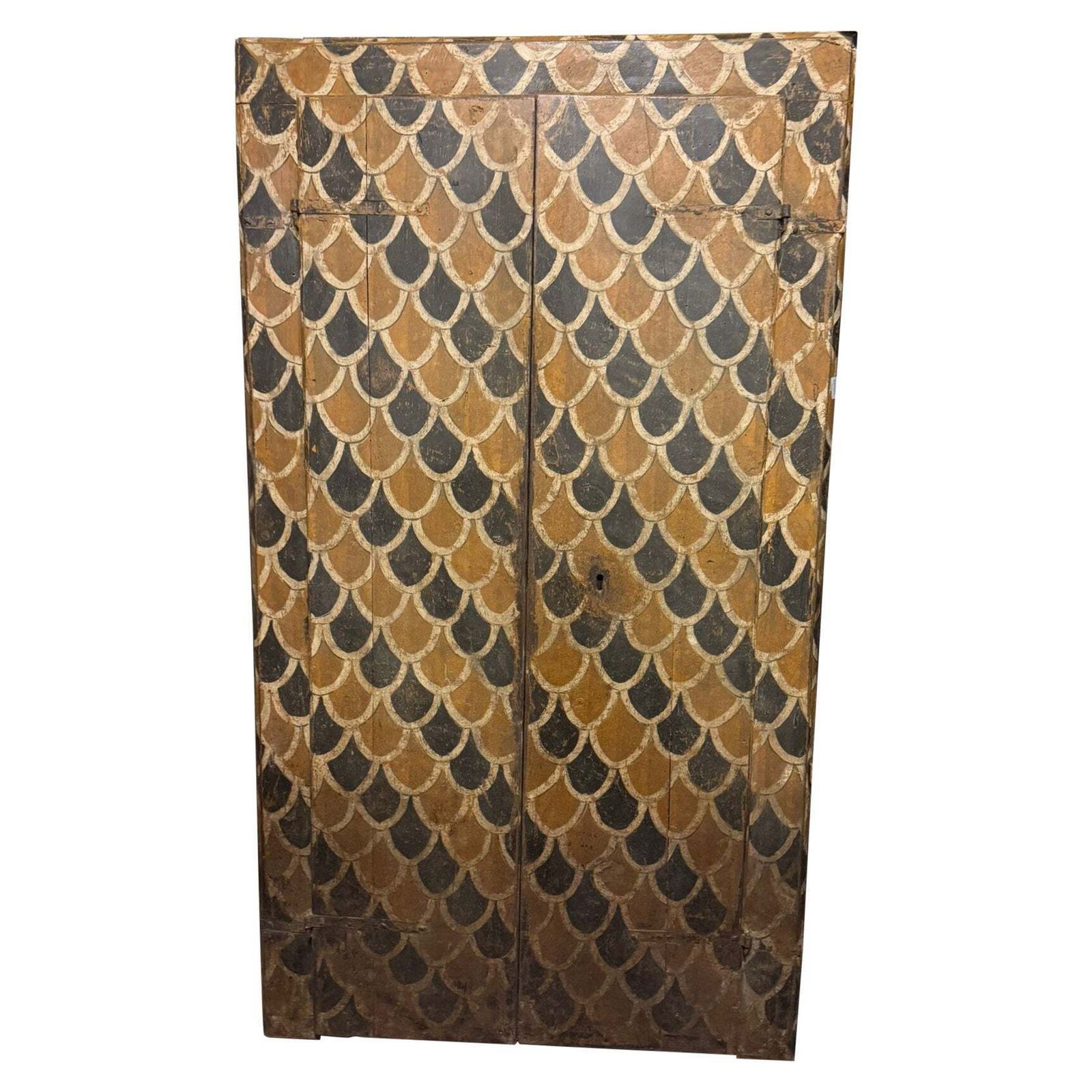 Wall Cabinet, Placard, Cupboard In Lacquered And Painted Wood Tapestry, Italy