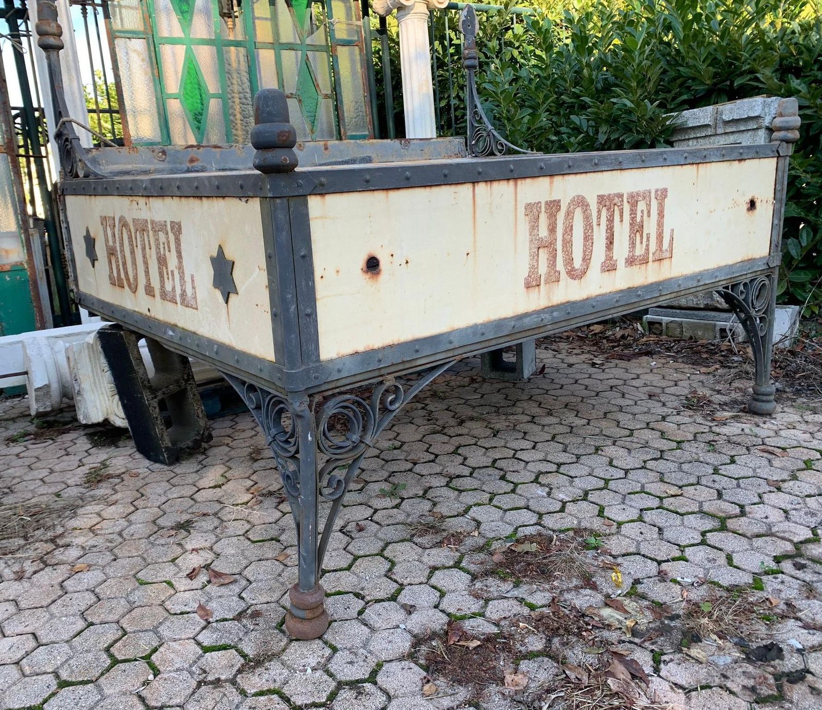 Old Hotel Entrance Canopy In Wrought Iron And Cast Iron, Italy photo furniture