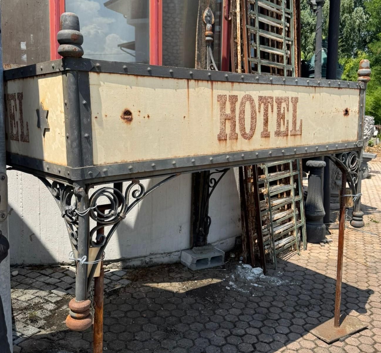 Old Hotel Entrance Canopy In Wrought Iron And Cast Iron, Italy photo for sale