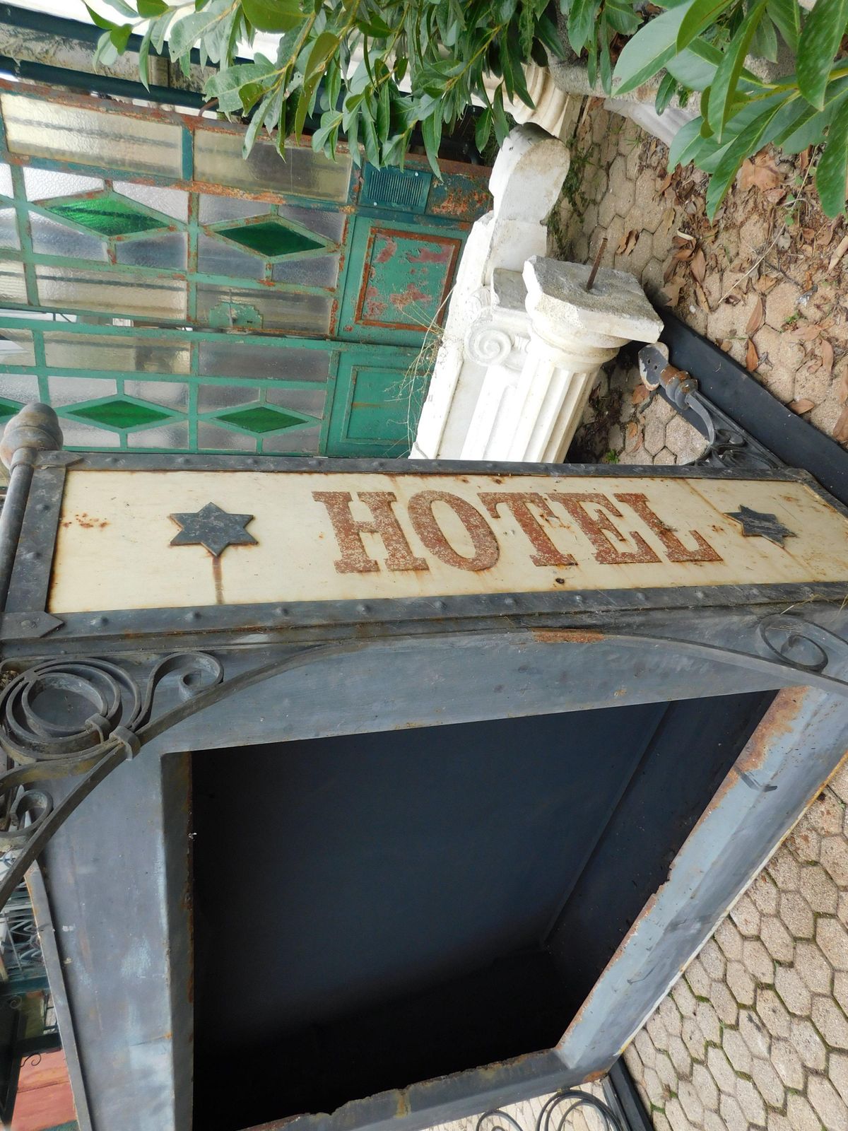 Old Hotel Entrance Canopy In Wrought Iron And Cast Iron, Italy photo buy