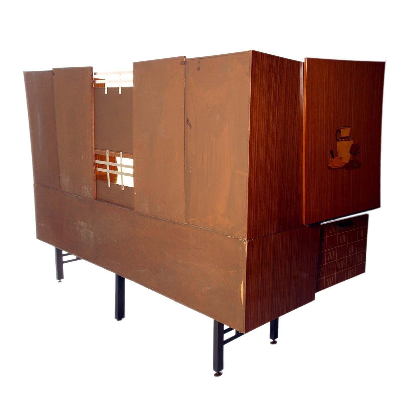 1960s Sideboard La Permanente Mobili Cantù In Veneered Rosewood With Maple Inlay photo vintage