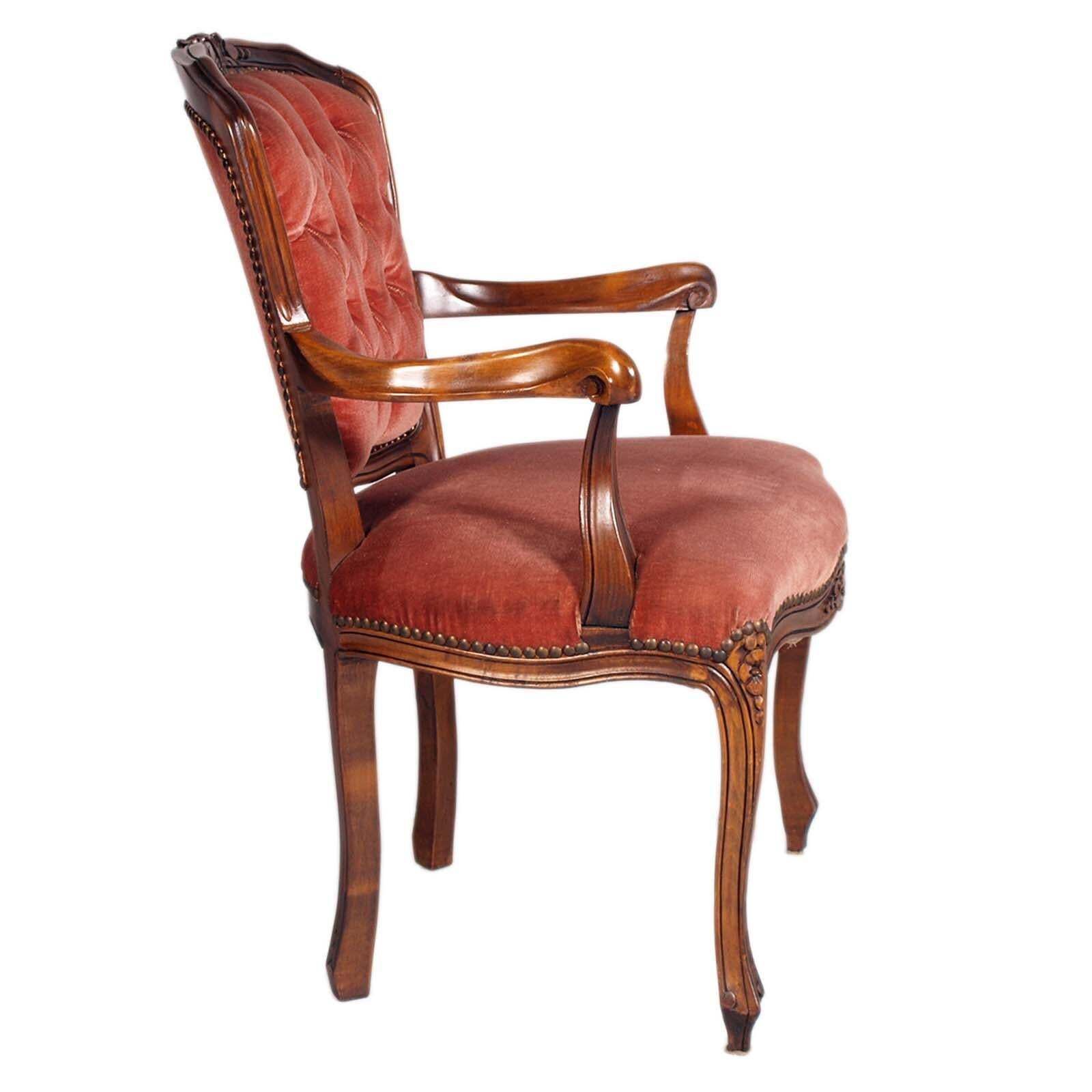 1900s Pair Of Venice Baroque Louis XV Armchairs, Carved Walnut With Floral Motif photo furniture