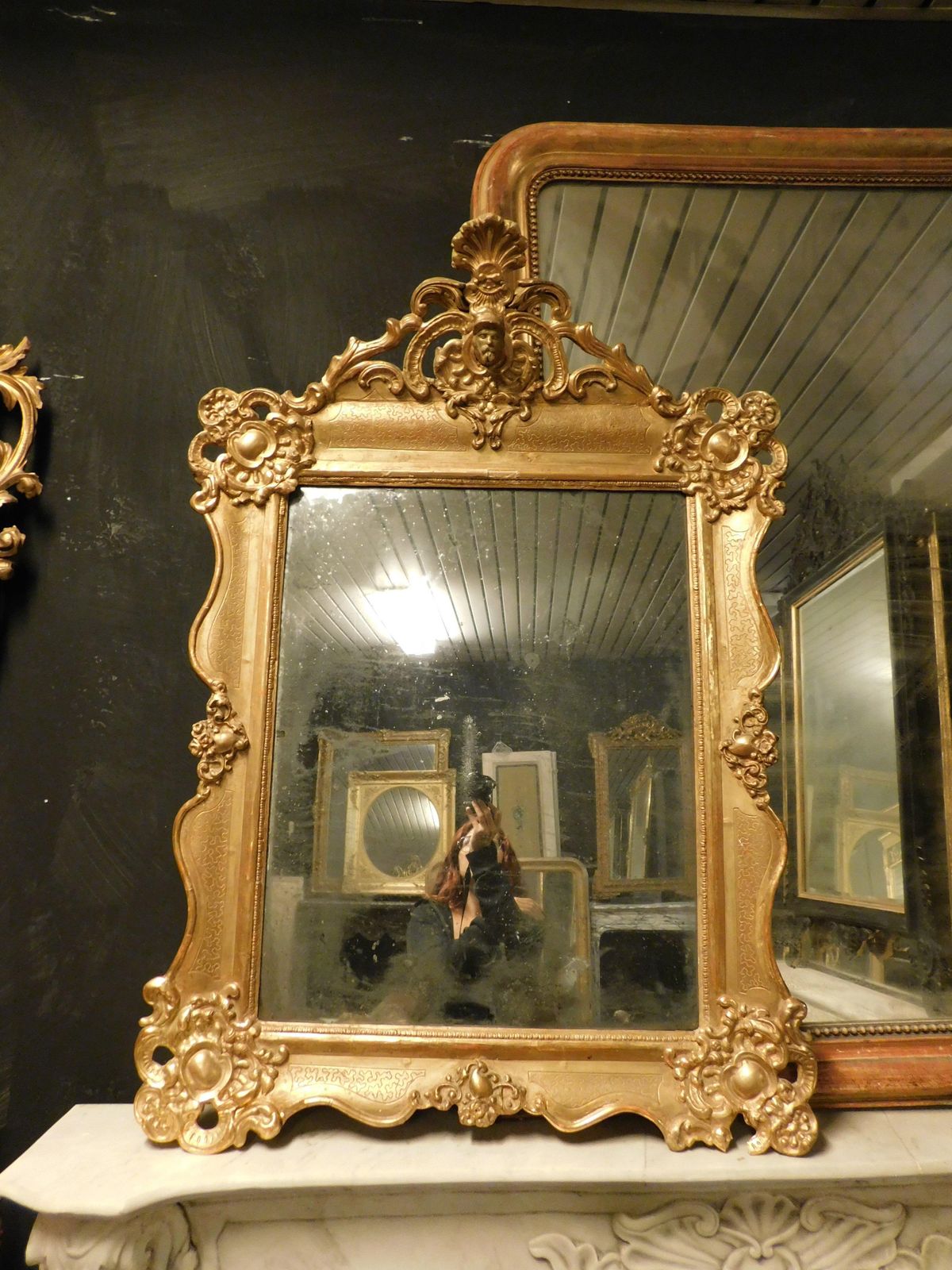Lacquered And Gilded Wooden Mirror, Carved, Italy photo for sale