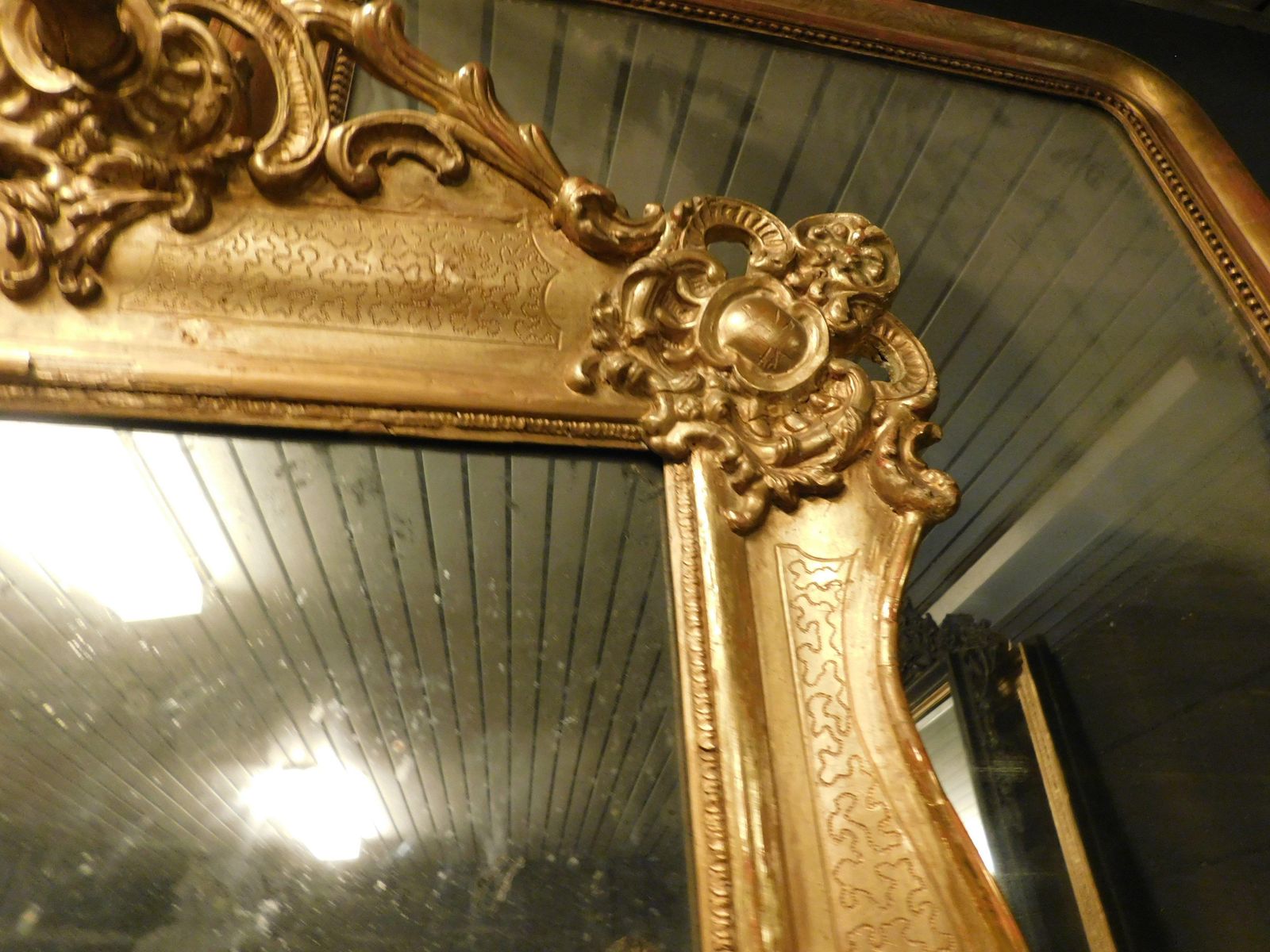 Lacquered And Gilded Wooden Mirror, Carved, Italy photo vintage