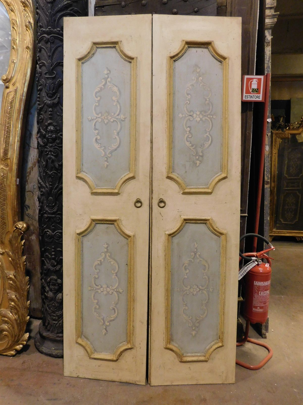 N. 2 Double Doors In Lacquered And Painted Wood, Two Leaf, Italy photo Home Fixtures