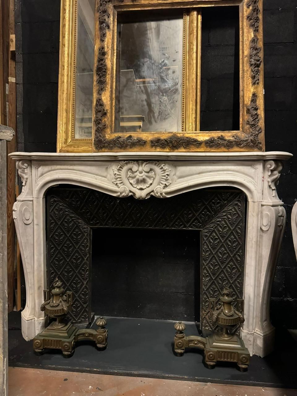 White Carrara Marble Mantle Fireplace, Richly Carved With Three Shells, France photo for sale