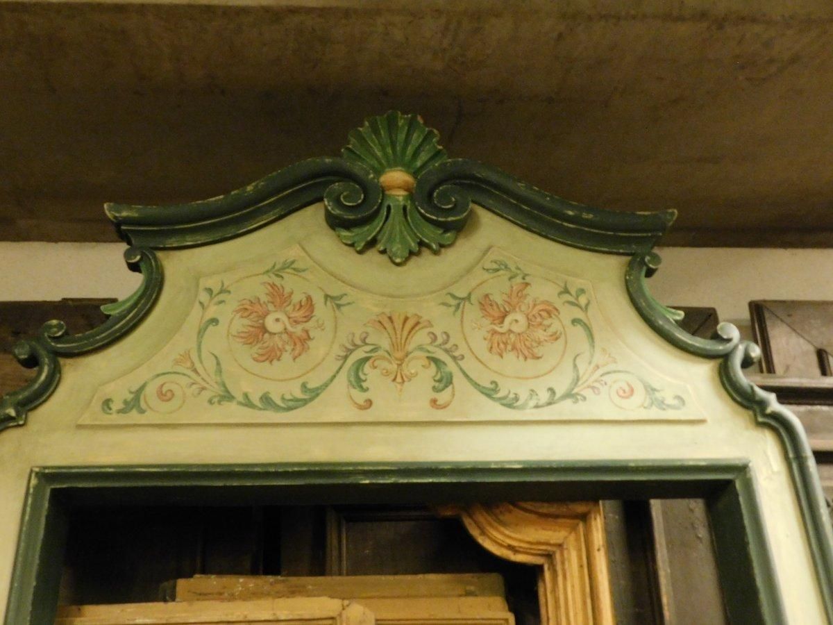 Portal Frame In Lacquered Wood With Floral And Leaf Paintings, Italy photo Home Decor