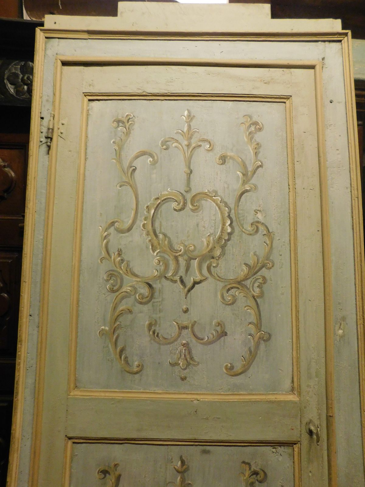 Single Leaf Door, Richly Painted Wood Complete With Original Frame, Italy photo Home Fixtures