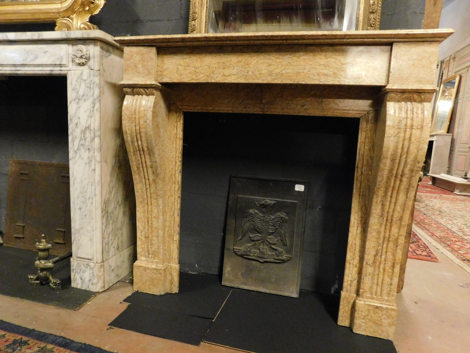 Mantle Fireplace In Yellow Marble Royal Of Verona, Italy photo for sale