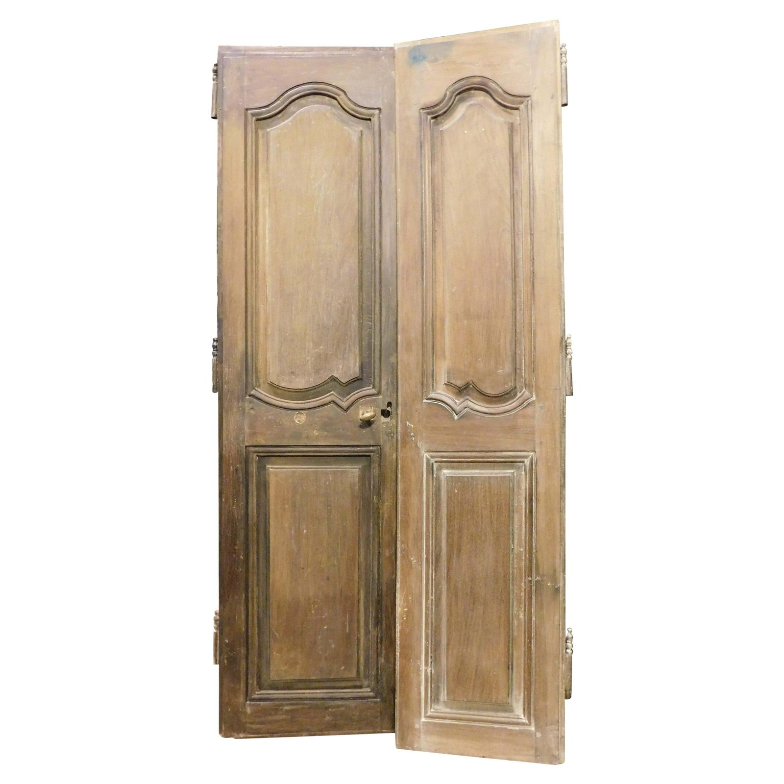 Set Of 7 Double Wing Doors, Carved In Walnut, Italy