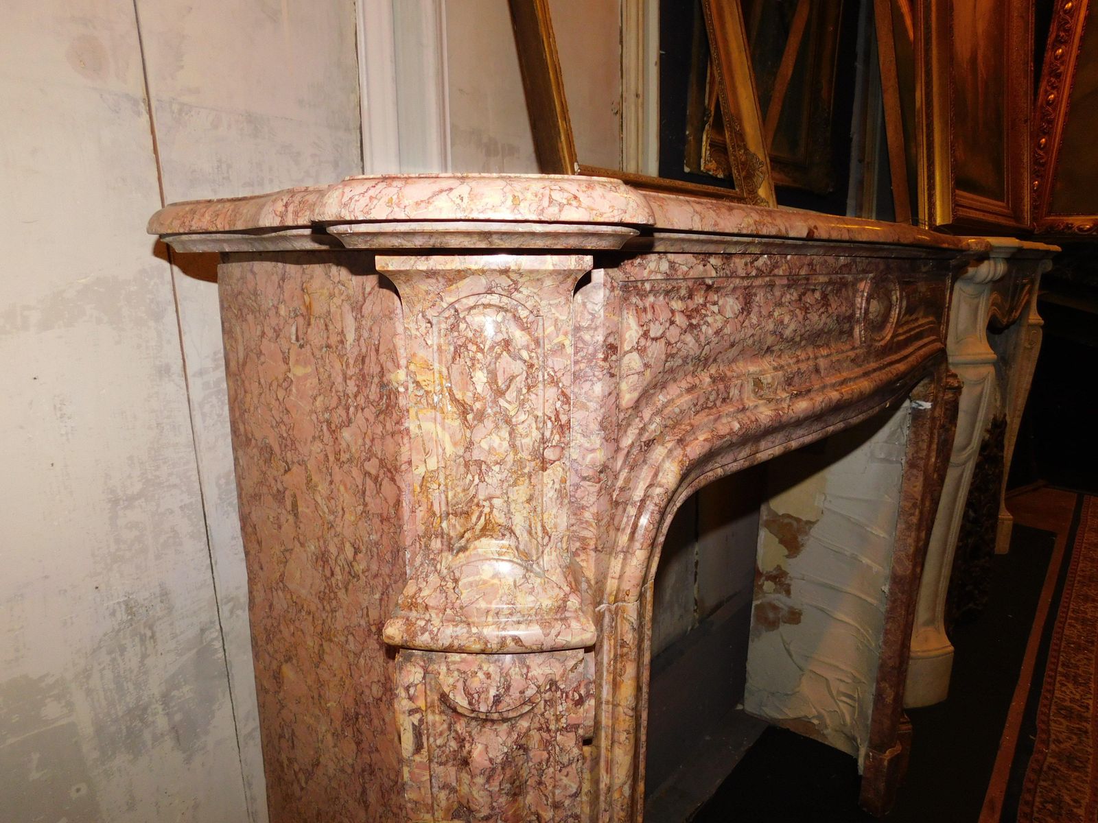 Mantle Fireplace Carved In Breccia Pernice Marble, Italy photo vinterior