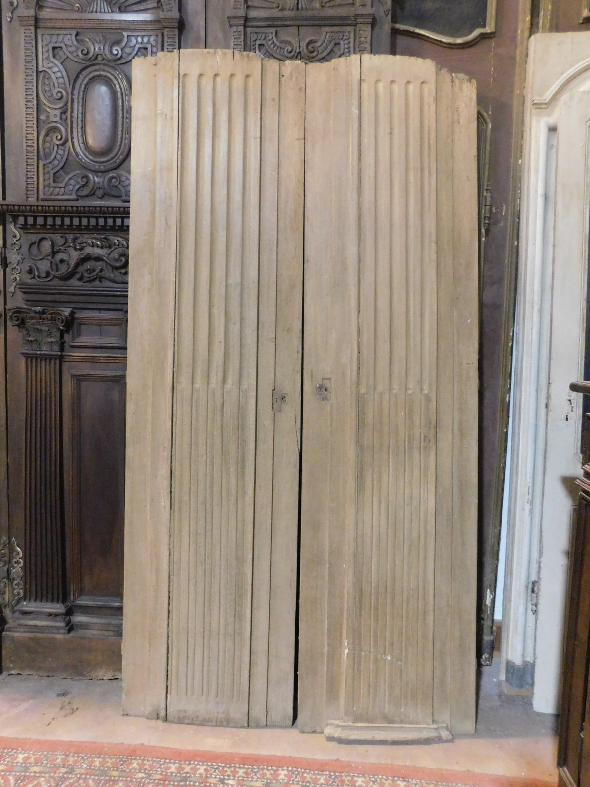 Double Wing Door In Oak Wood, Striped, Italy photo for sale