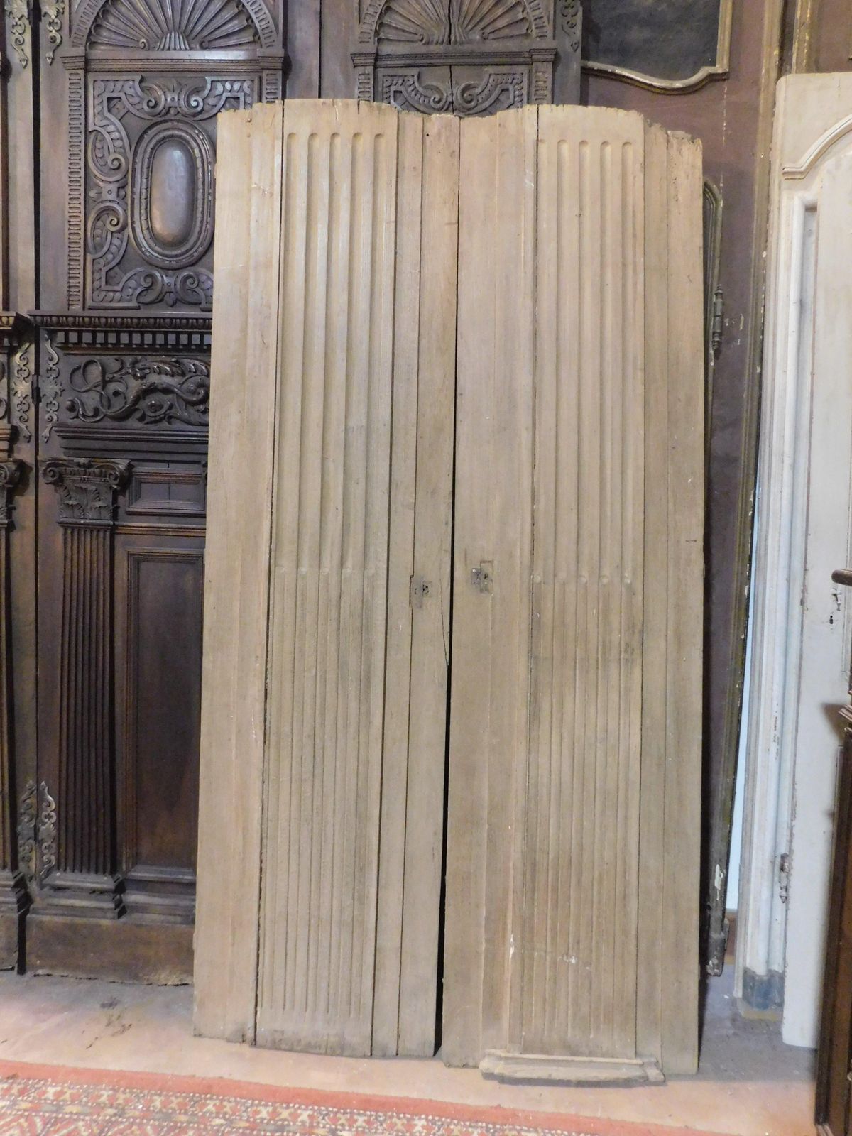 Double Wing Door In Oak Wood, Striped, Italy photo Home Fixtures