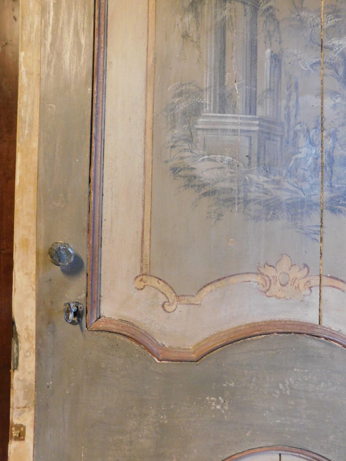 Interior Wooden Door Painted With Landscapes, Italy photo vinterior