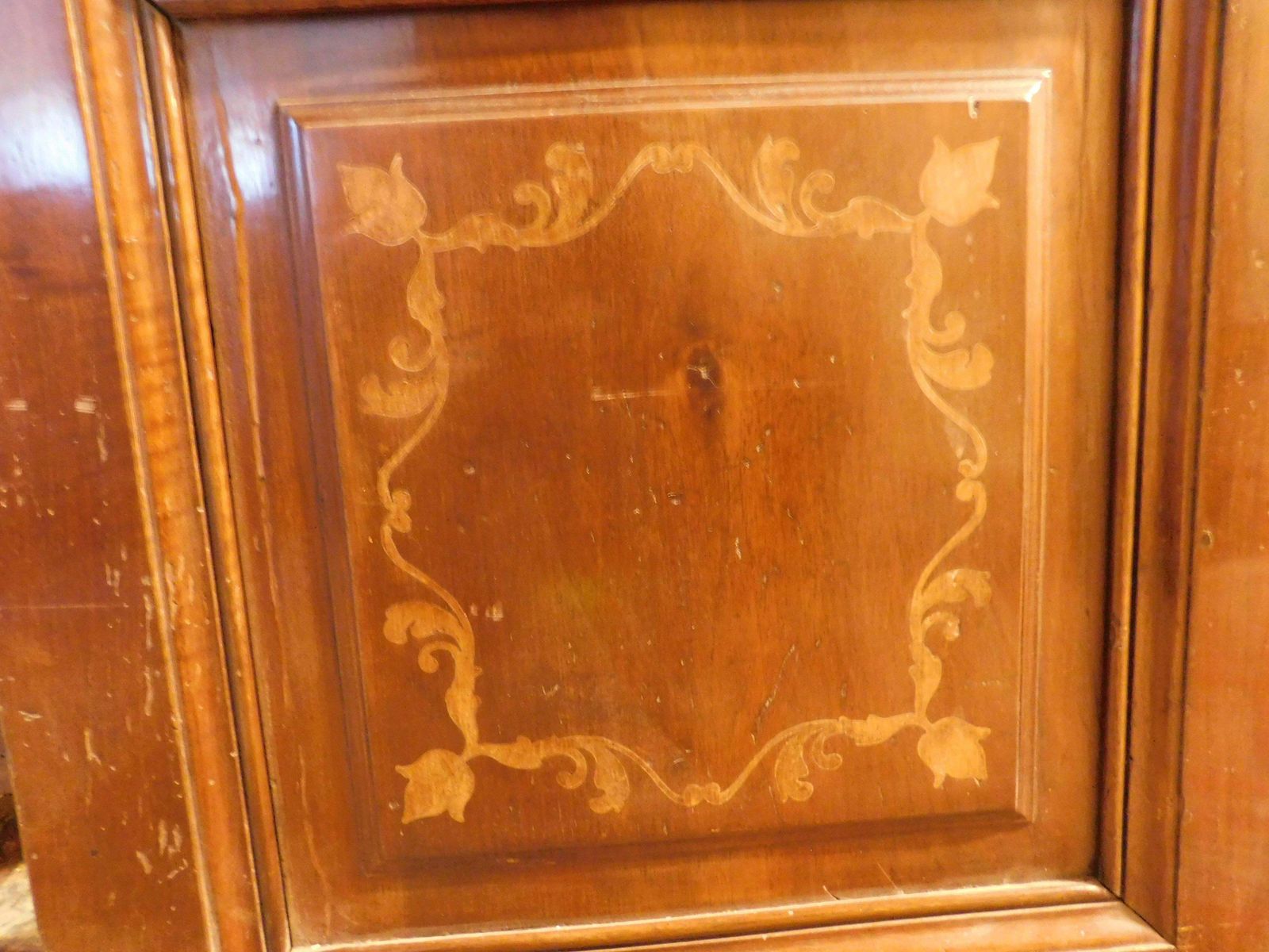 photo furniture Door, Walnut Panel, Richly Inlaid In Light Wood, Italy