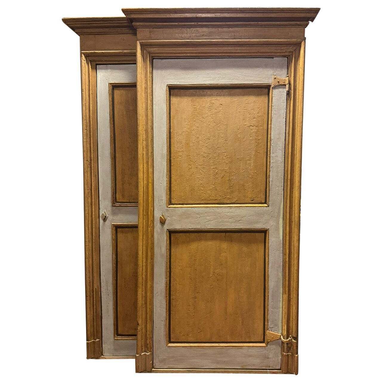 Set Of 3 Internal Doors In Lacquered Wood With Frame, Italy