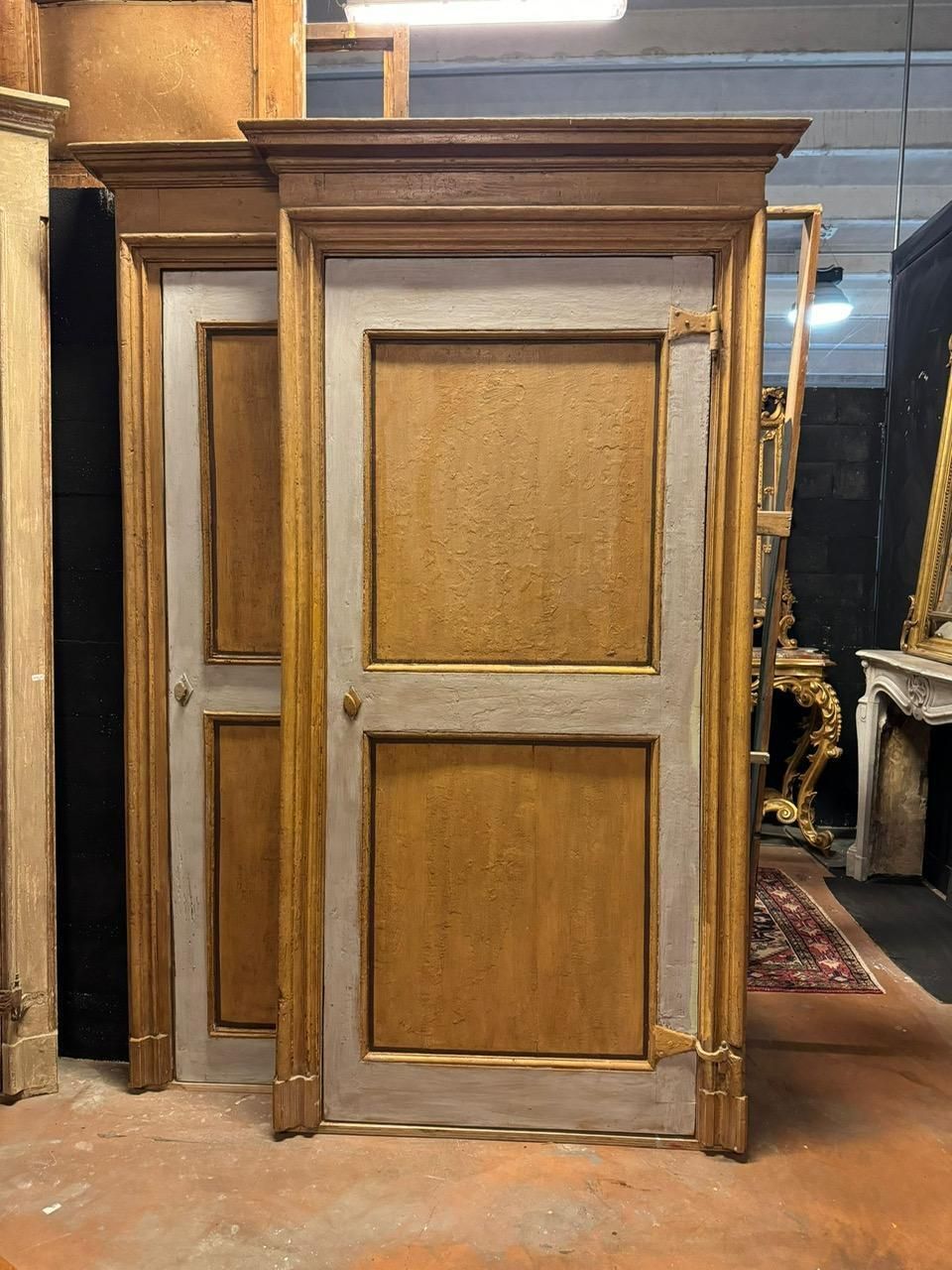 Set Of 3 Internal Doors In Lacquered Wood With Frame, Italy photo for sale