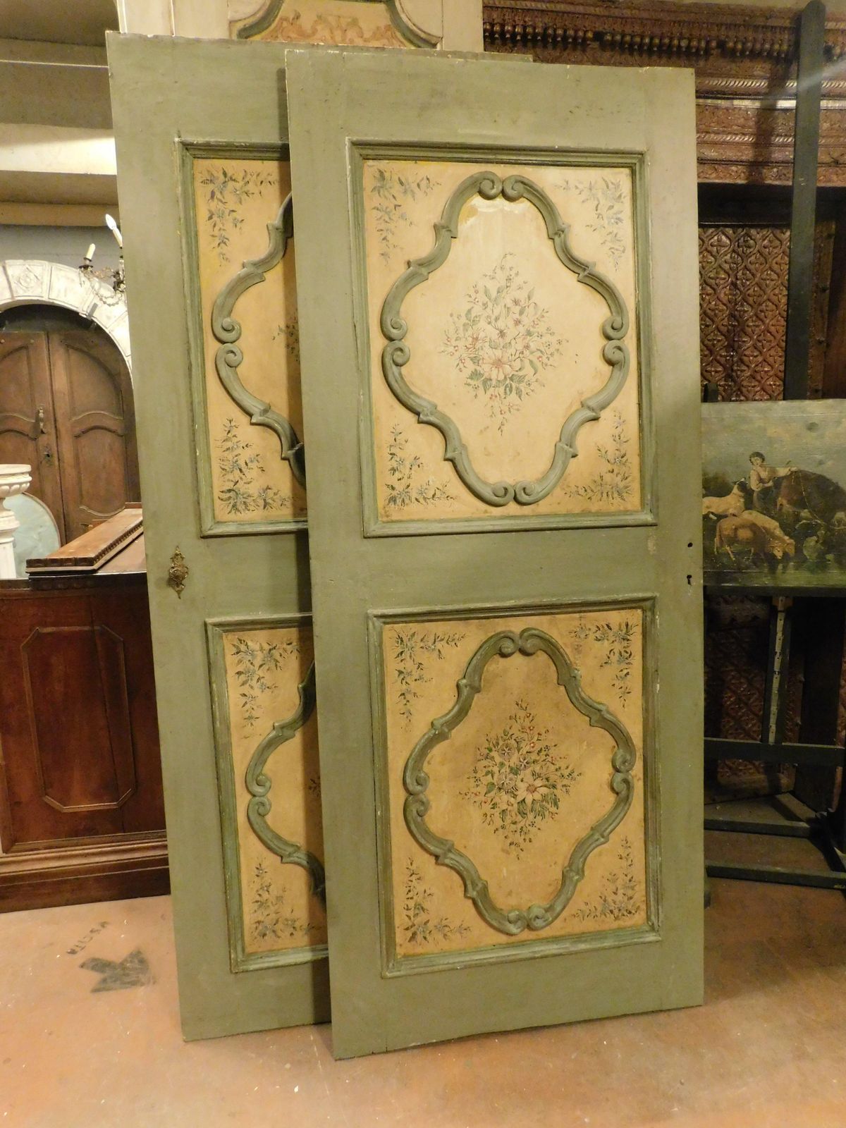 No. 3 Interior Doors, In Richly Painted Wood, Single Leaf, Italy photo Home Fixtures