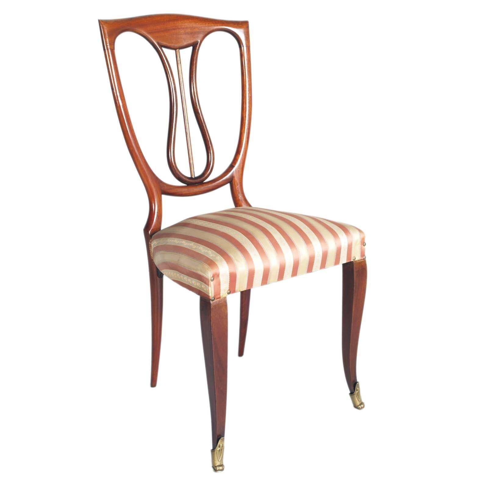 Pair 1940s Side Hall Chairs In Mahogany Melchiorre Bega Attributed, Springs Seat photo furniture
