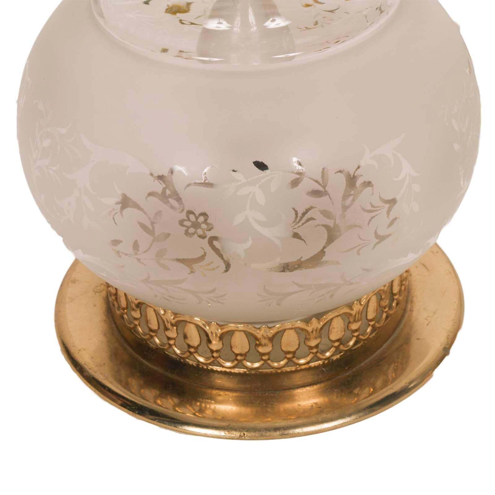 Pair Of Art Nouveau Bedside Table Lamps In Golden Brass & Decorated Murano Glass photo Lighting