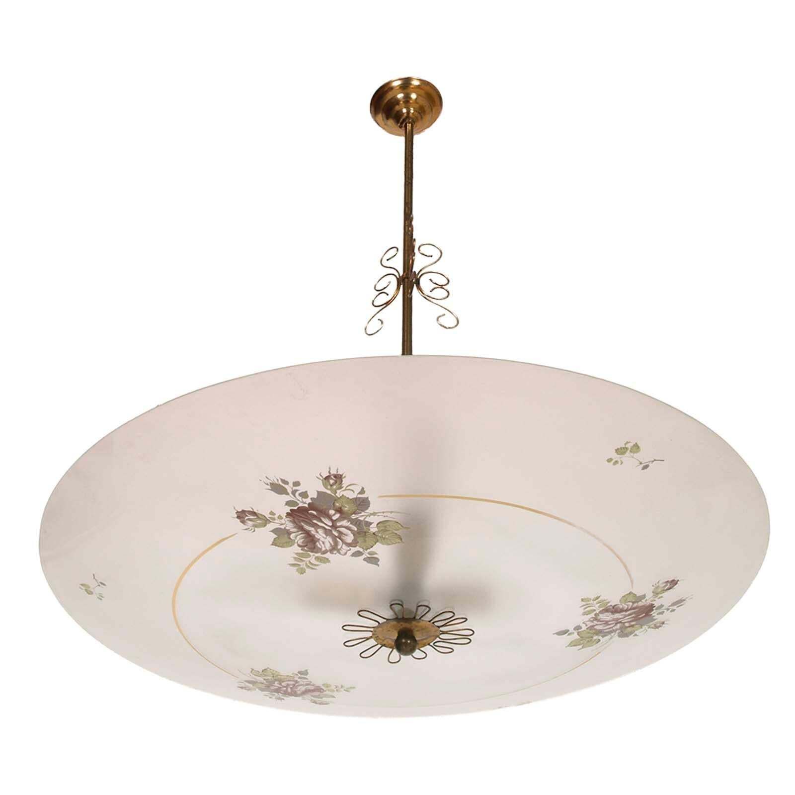 Chandelier Art Deco Venetian Murano Glass Decorated Pendant Lamp Gilt Brass photo furniture