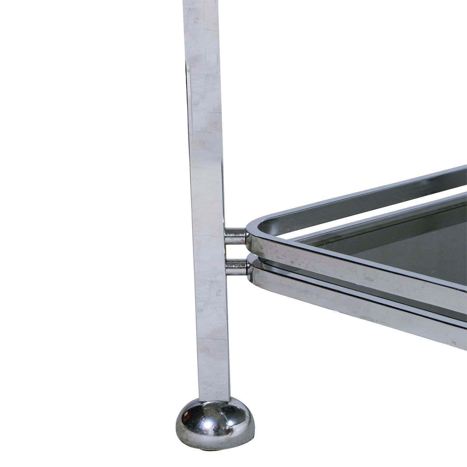 Italy 1970s Chrome Steel And Fumè Glass Trolley Bar Cart, Romeo Rega Attributed photo furniture