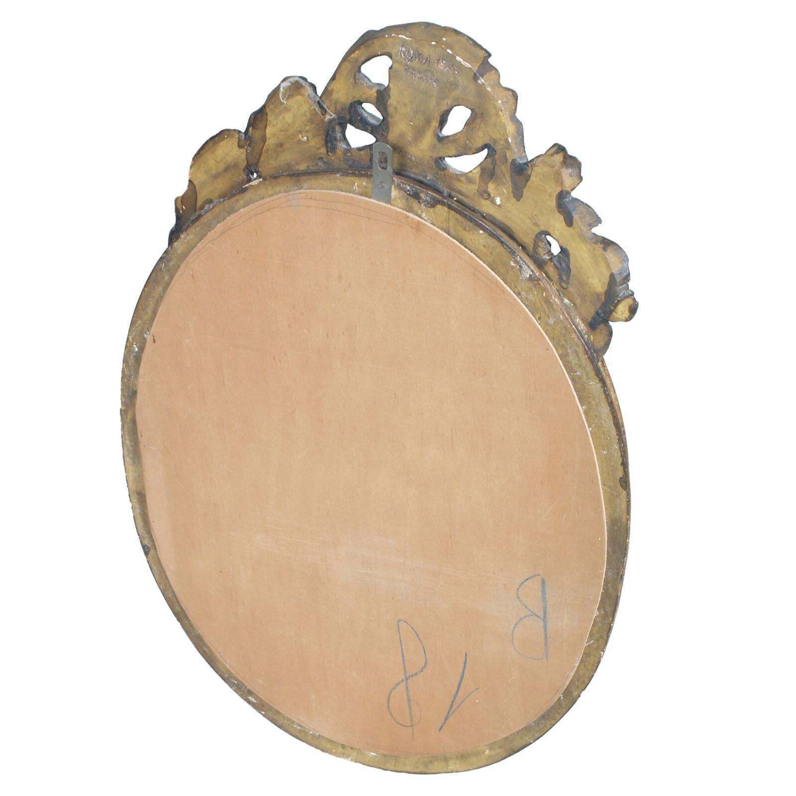 18th Century Oval Giltwood Gold Leaf Baroque Mirror Signed Barris Roma photo buy
