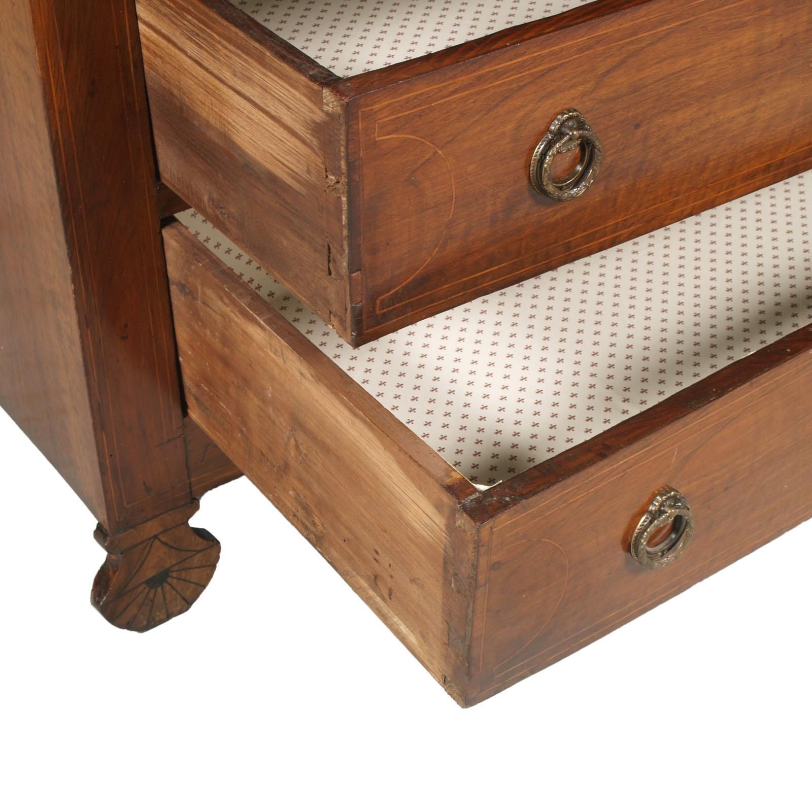 Furniture 17th Century Lombard Piedmont Area, Chest Of Drawers, Inlaid Walnut Wax Polished photo