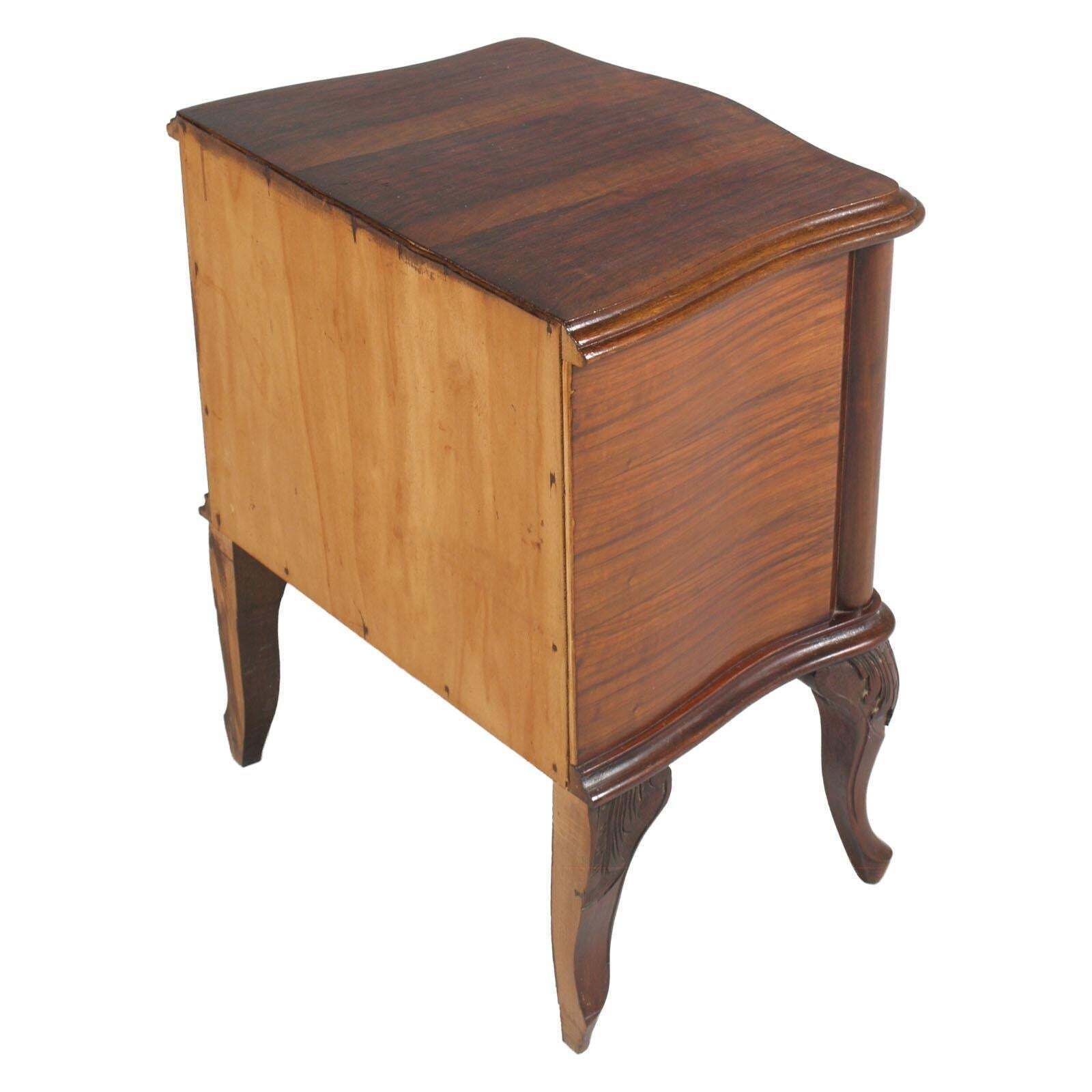 4943.0 Venetian Baroque Nightstands, Hand Carved & Veneer Walnut, Restored Wax Polished photo