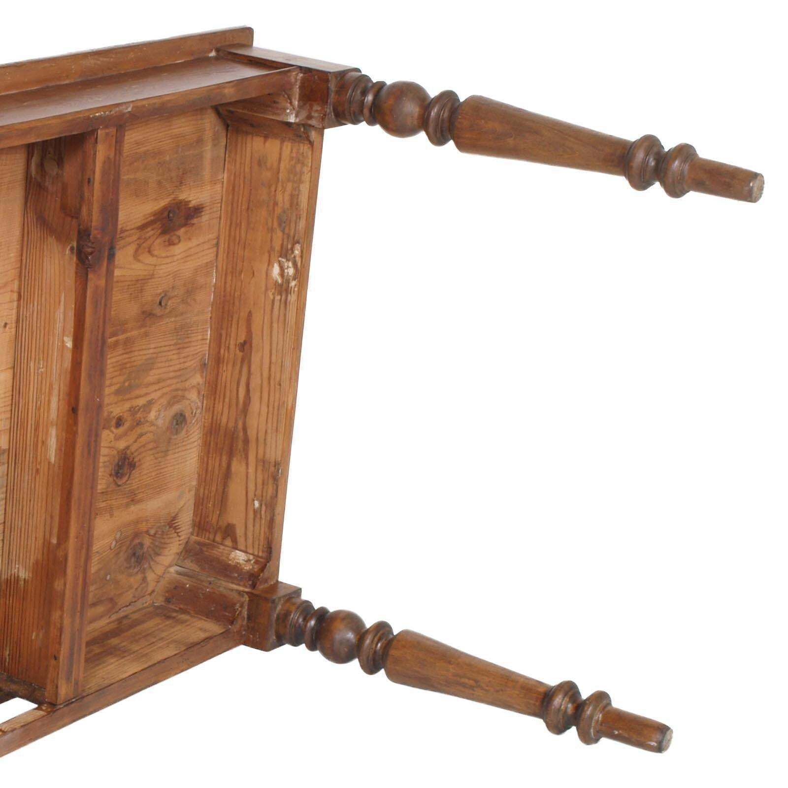 1850s Italian Country Neoclassic Rustic Table Desk, One Drawer, Wax Polished photo vintage