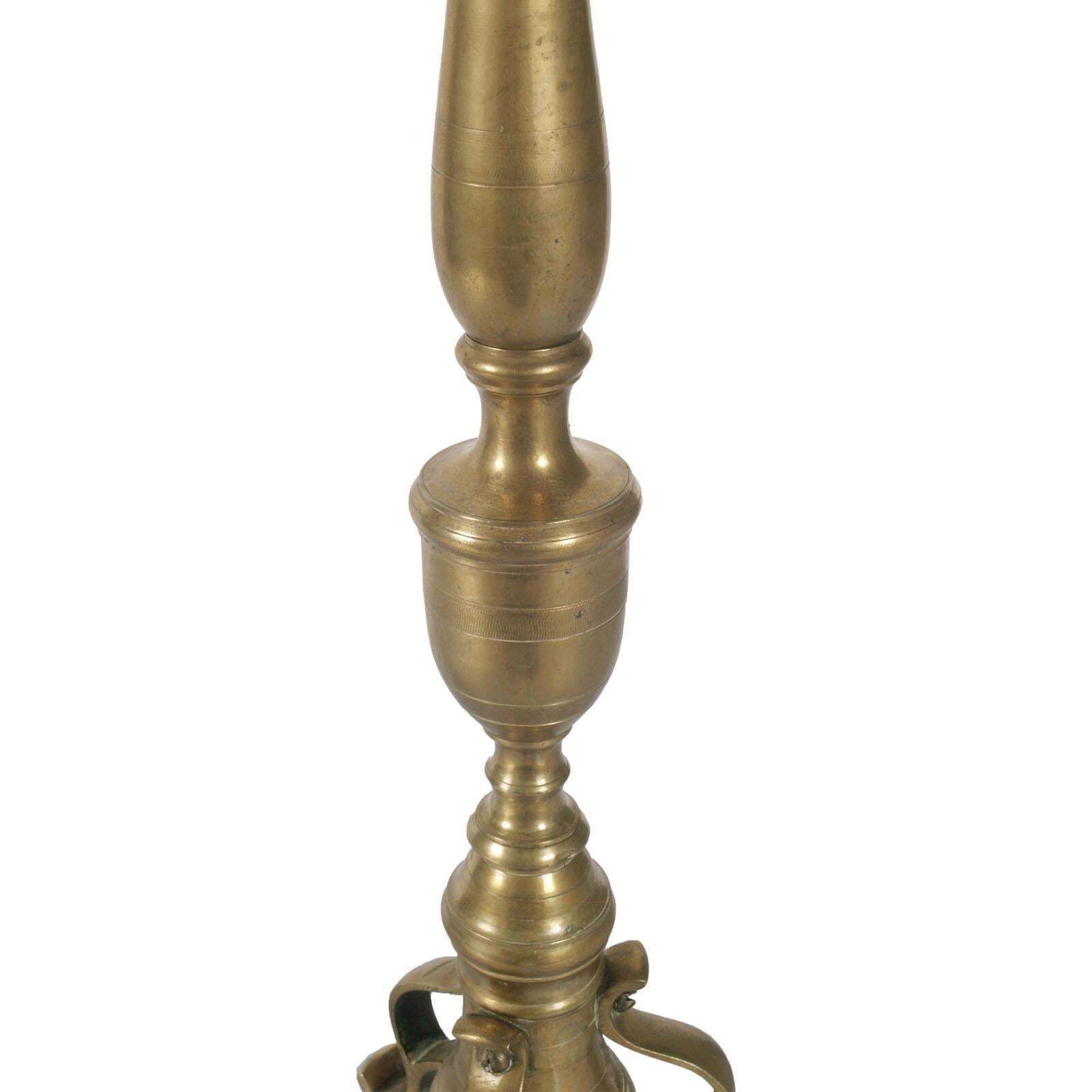 18th Century Antique Lampholder Candelabrum In Gilt Brass With Tripod Stand photo Home Decor