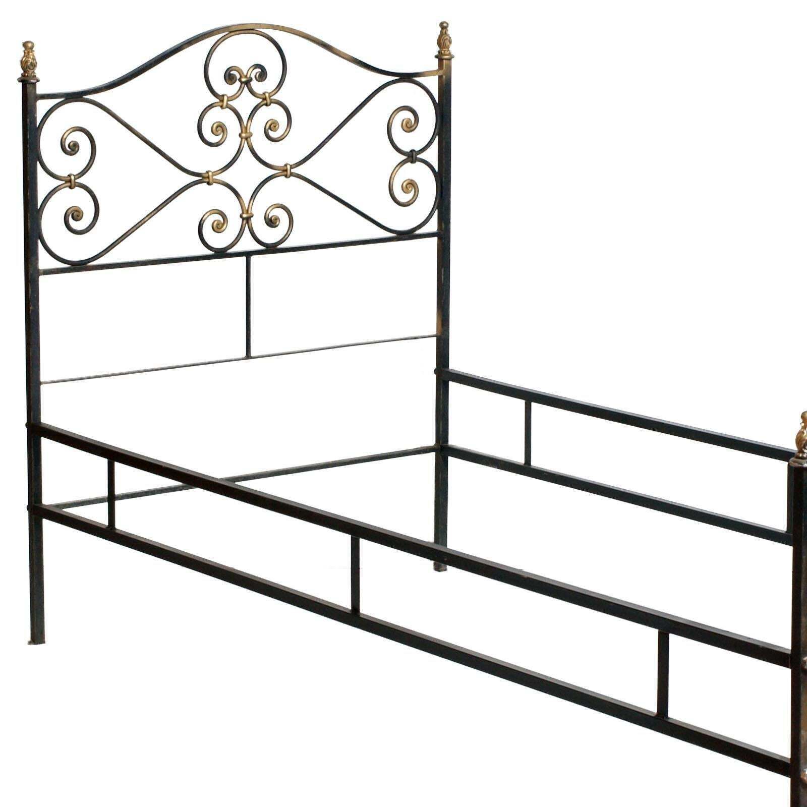 1960s Italian Art Nouveau Single Bed In Painted Wrought Iron, Golden Parts photo furniture