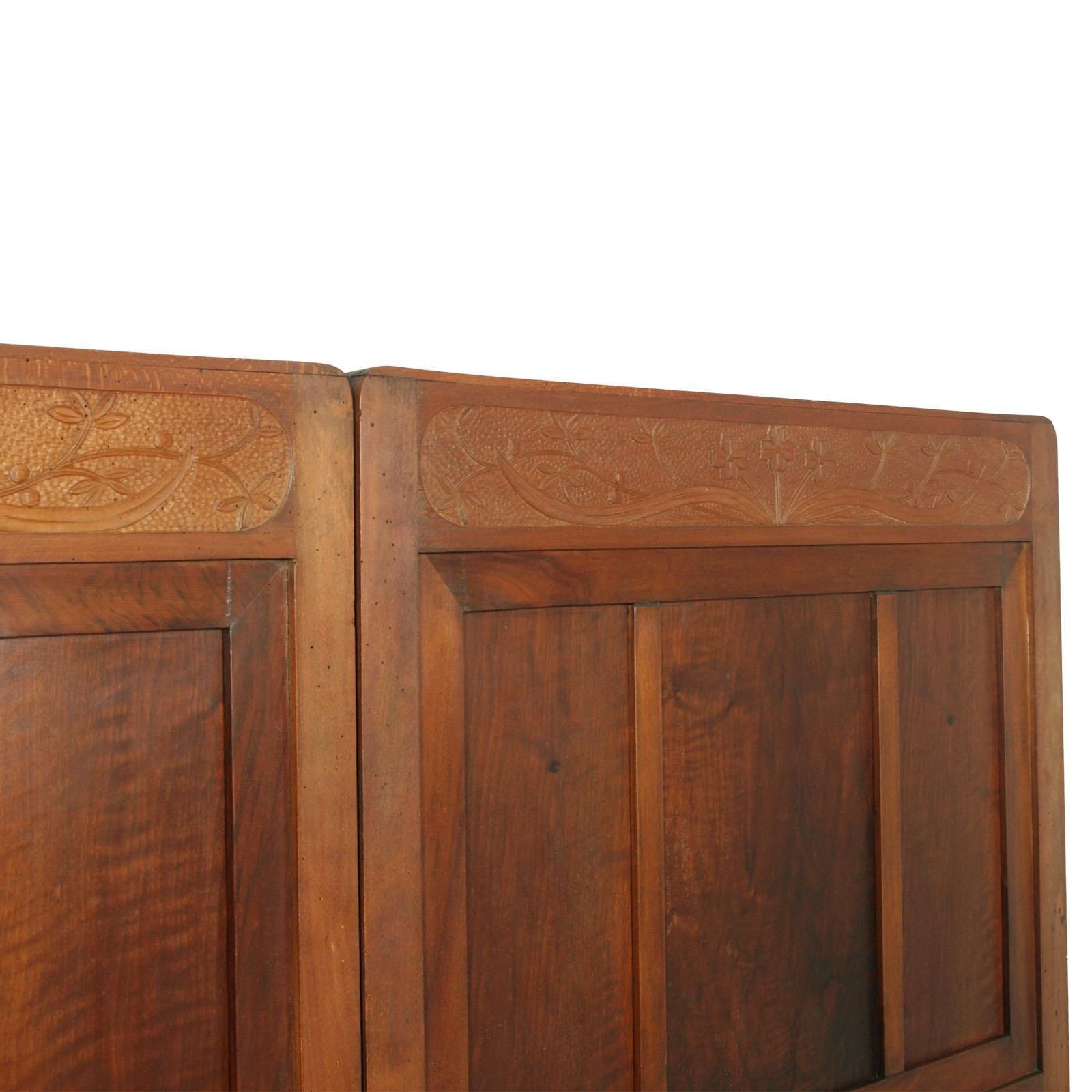 photo furniture Antique Double Twin Bed, Art Nouveau, In Hand Carved Cherry Wood, Wax Polished